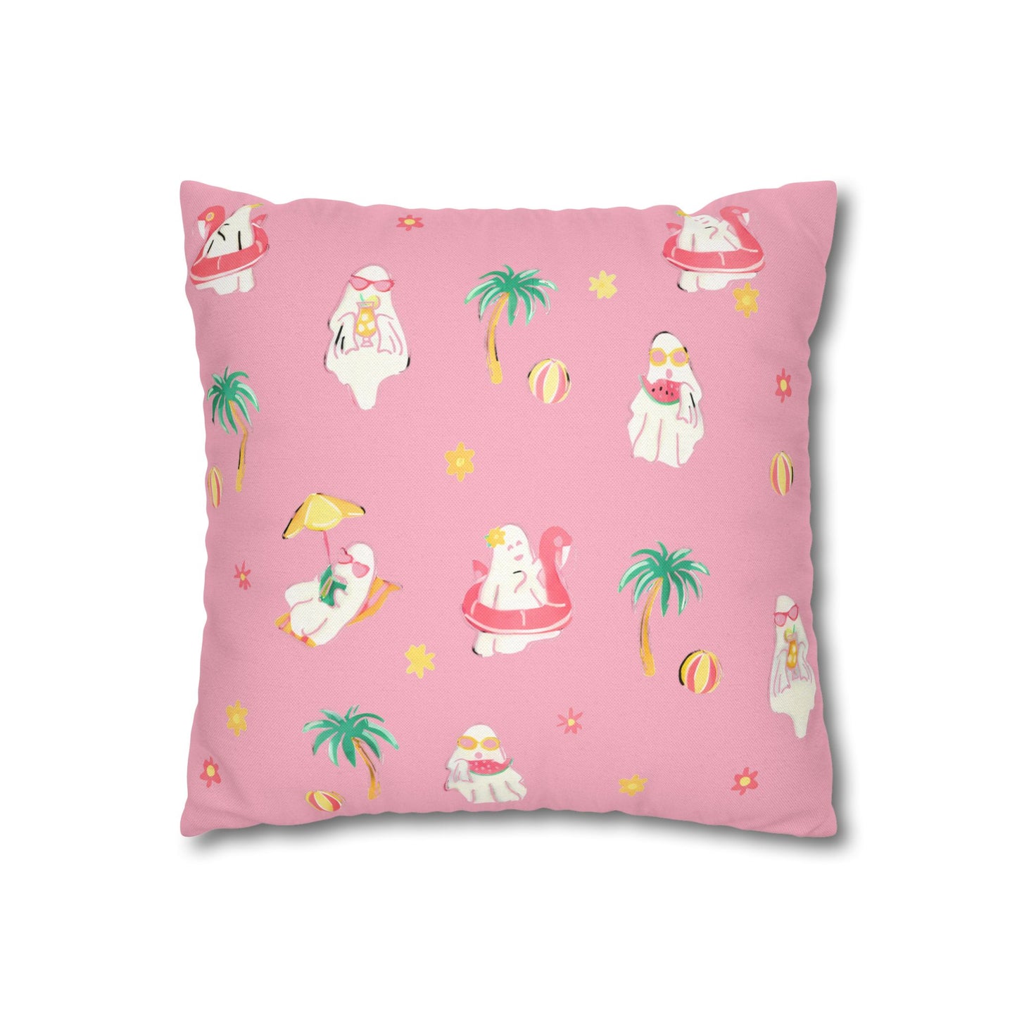 Pink Summerween Pillowcase - Tropical Home Decor, Cute Pillow Cover, Summer Gift, Fun Room Accent, Beach Themed Decor