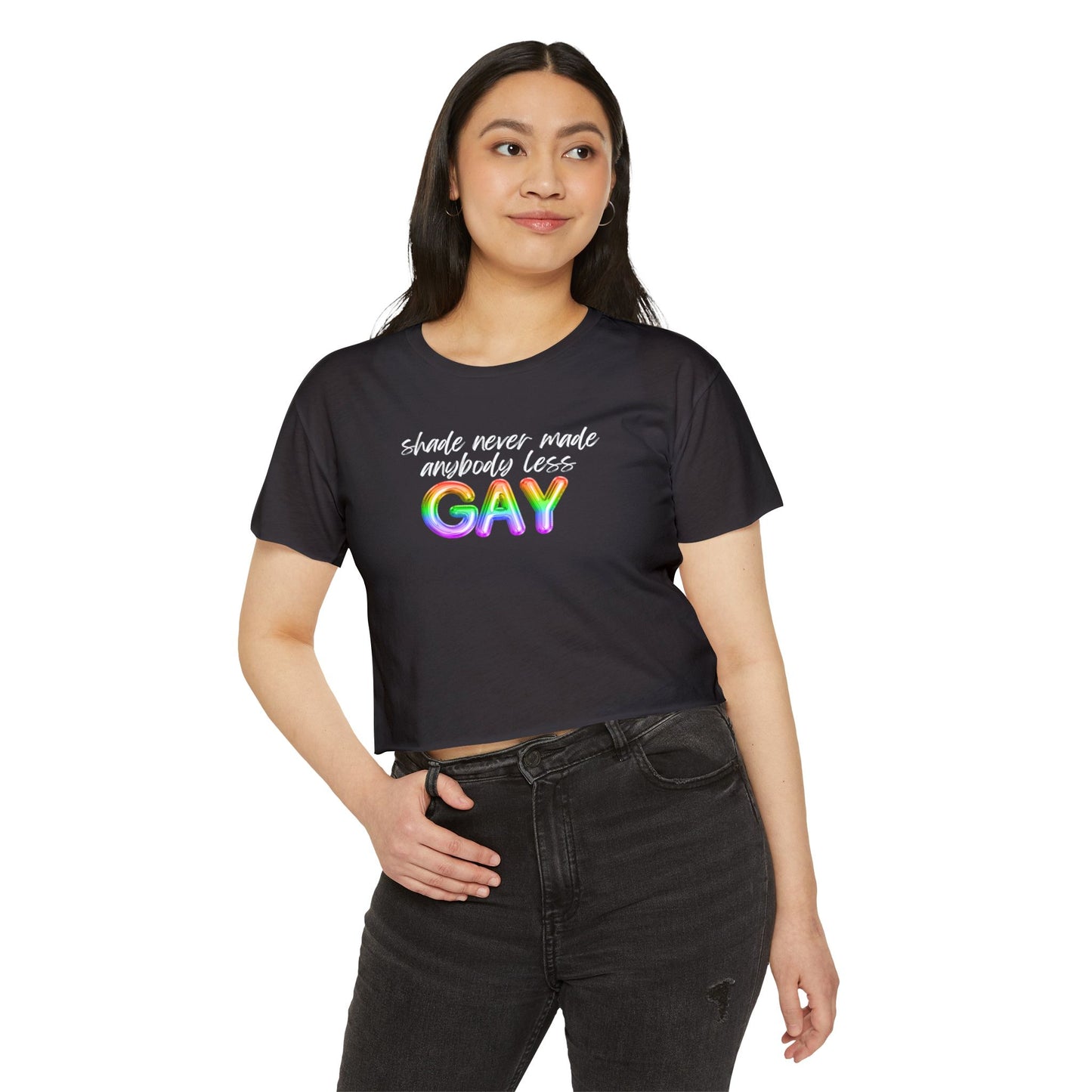 shade never made anybody less gay - swiftie pride - Women's Festival Crop Top