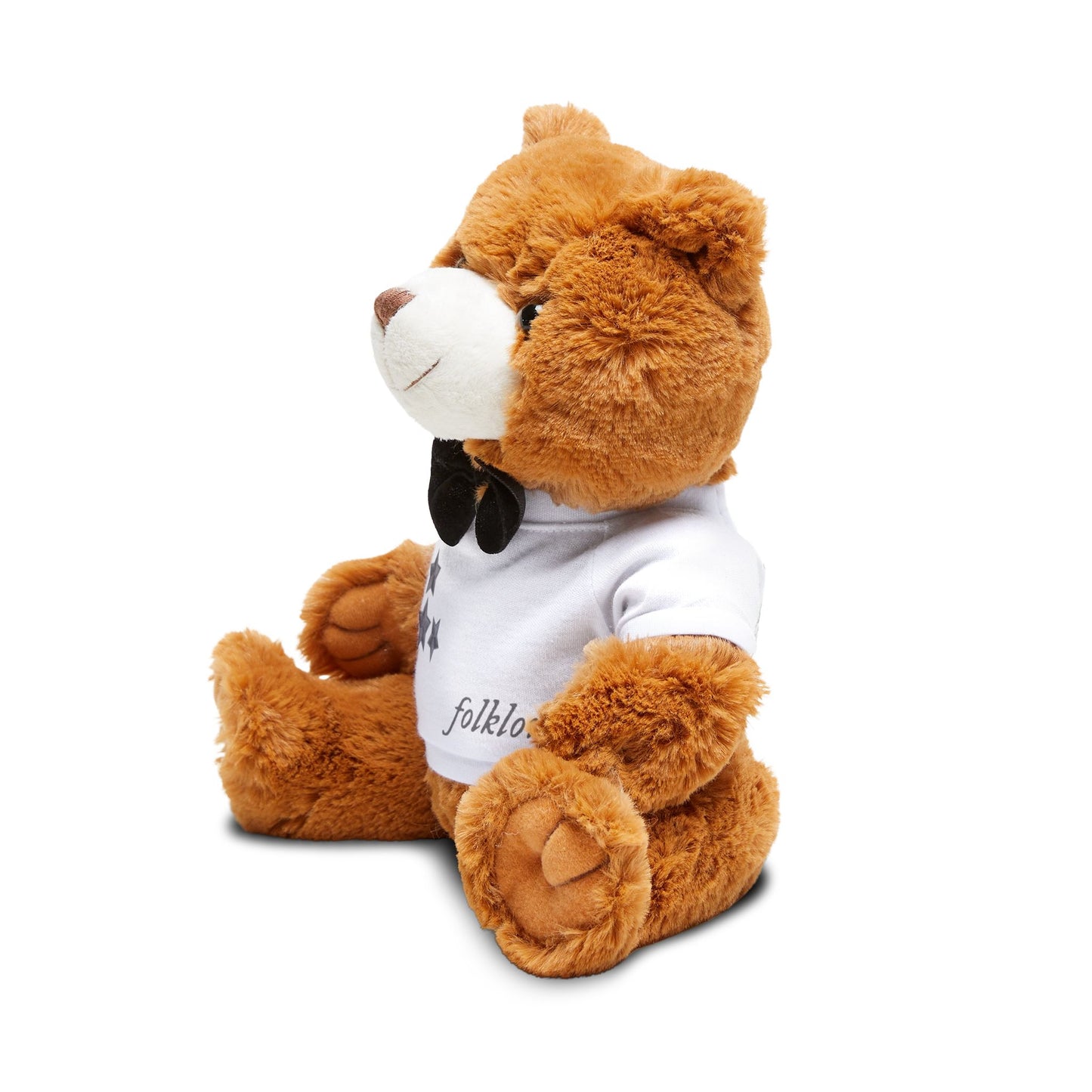 Plush Teddy Bear with Bow Tie & Stars Printed Tee — Cute Stuffed Animal Gift