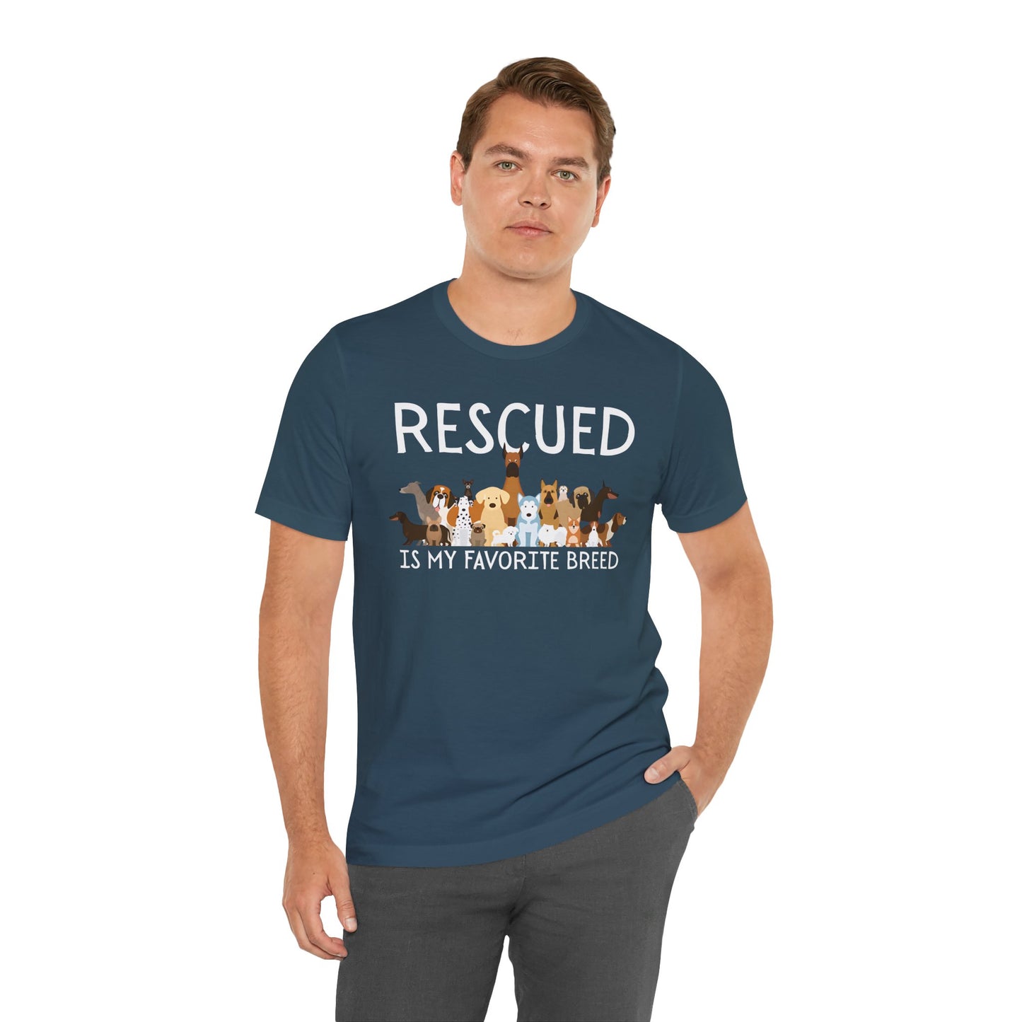 Unisex Dog Lover Tee: 'Rescued is My Favorite Breed' Shirt, Animal Rescue Gift, Pet Owner Apparel, Fun Casual Wear, Birthday Gift