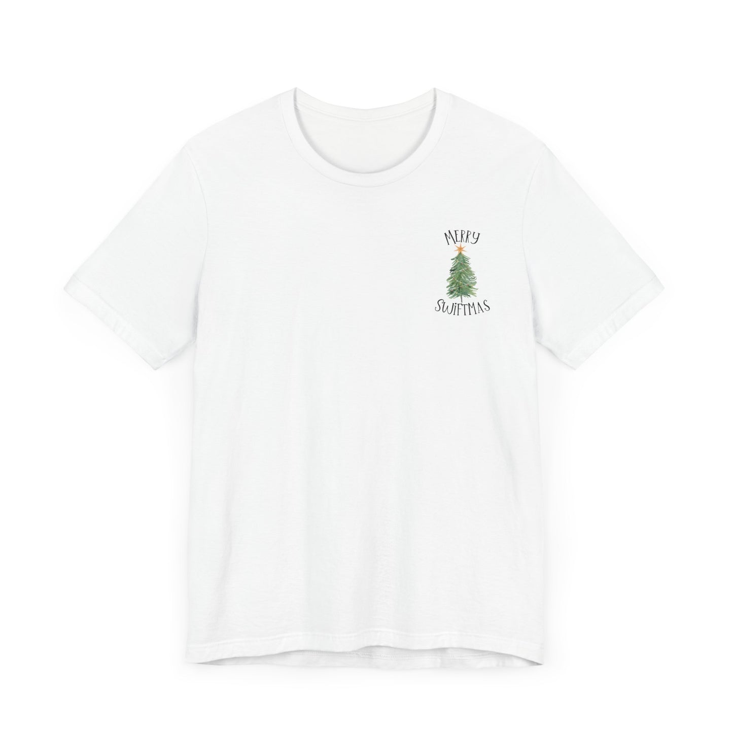 Merry Swiftmas - Swiftie Lyrics Collage front/back - Unisex Jersey Short Sleeve Tee