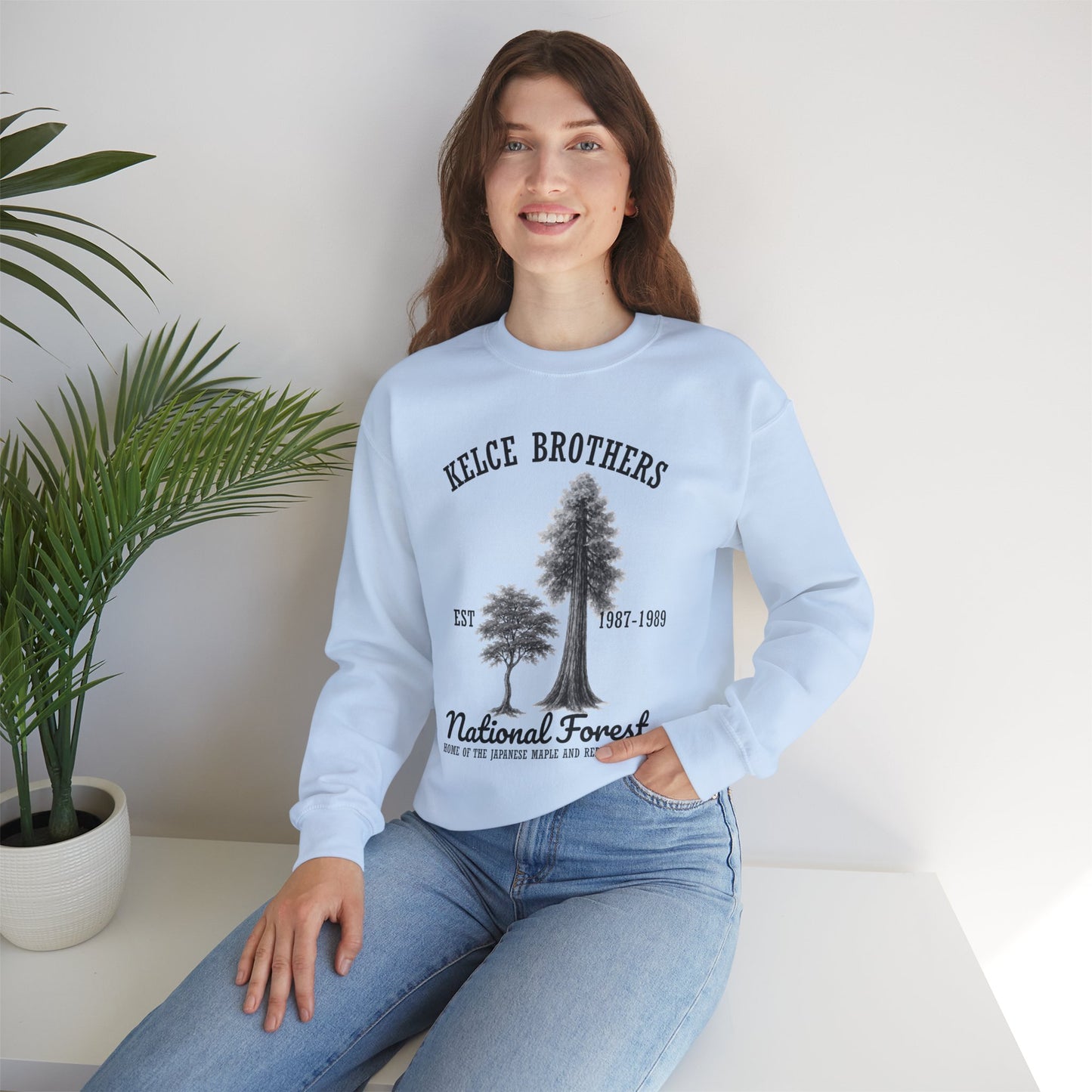 Kelce National Forest Crewneck Sweatshirt - "Kelce Brothers" Vintage Tree Graphic
