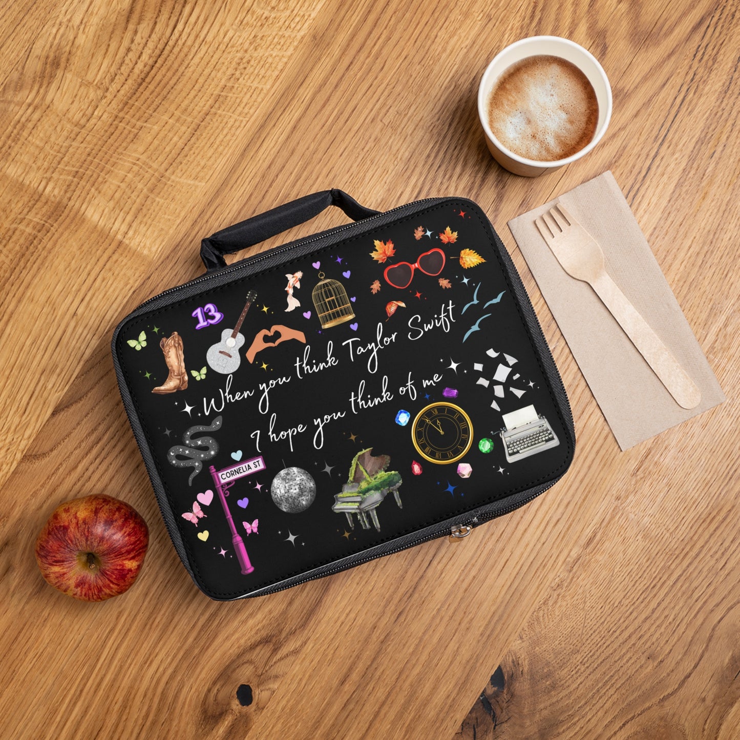 I hope you think of me Lunch Bag for Fans, Music Lover's Food Tote, School Lunchbox, Gift for Swifties, Creative Food Carrier