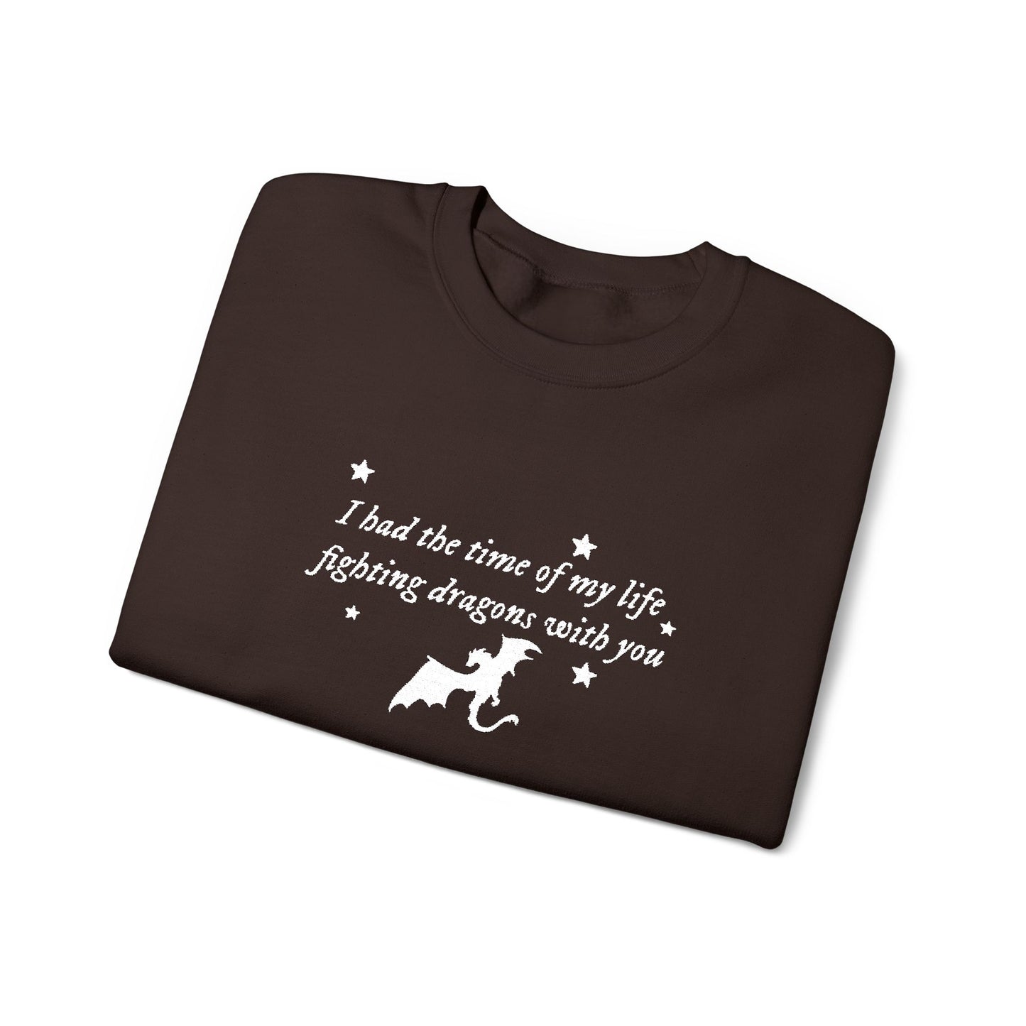 Embroidered Crewneck Sweatshirt — fighting dragons with you