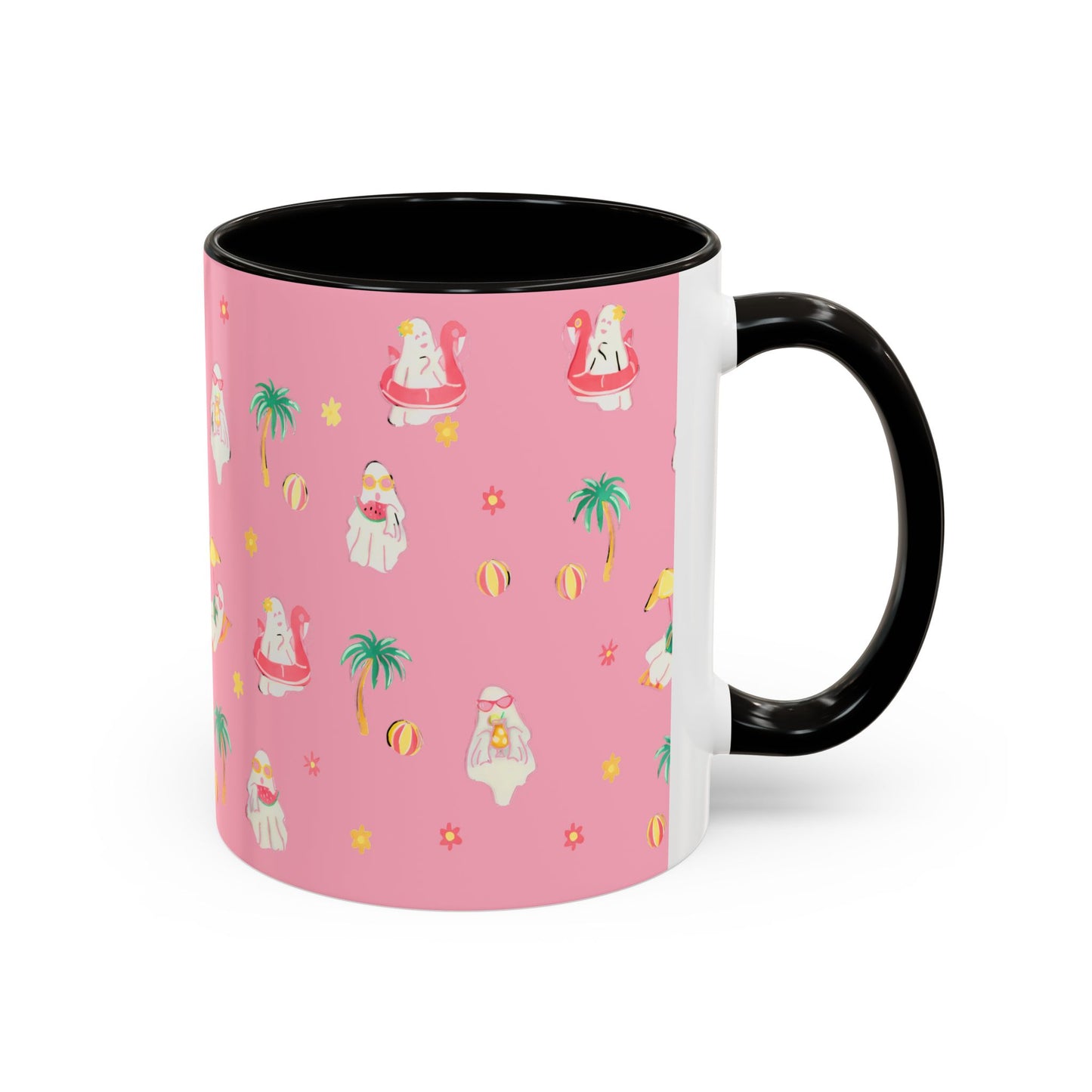 Pink Summerween Ghostie Mugs - Fun Gift, Beach Decor, Unique Coffee Cup, Cute Summer Drinkware, Perfect for Summer