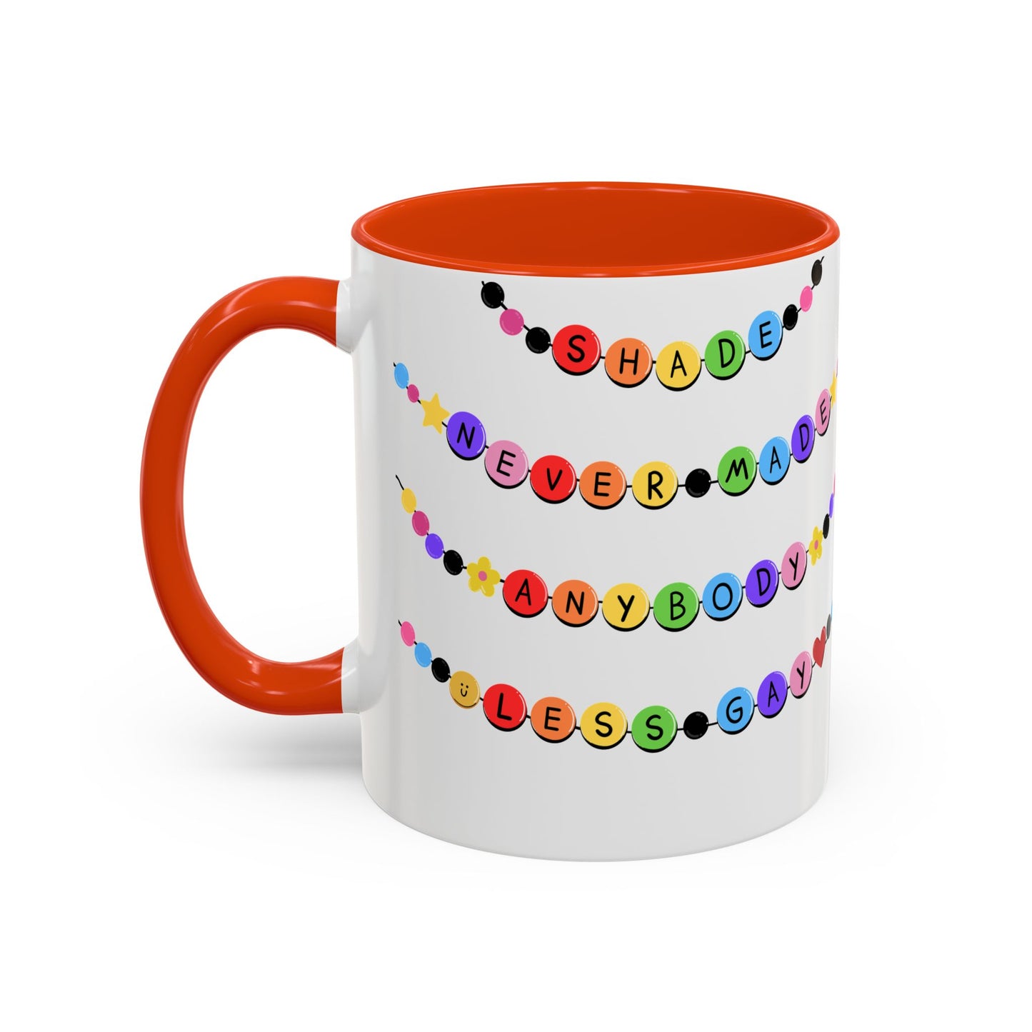 Shade Never Made Anybody Less Gay - Friendship Bracelet Pride Mugs - Fun & Whimsical Coffee Cups for Pride, Birthdays, & Everyday Use, Gifts for Friends, Family, LGBTQ+