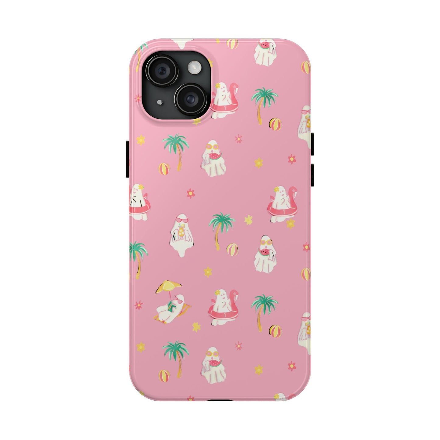 Pink Summerween Phone Cases with Ghosties - Fun Vacation Accessories, Cute Gift for Beach Lovers, Phone Covers, Summer Essentials