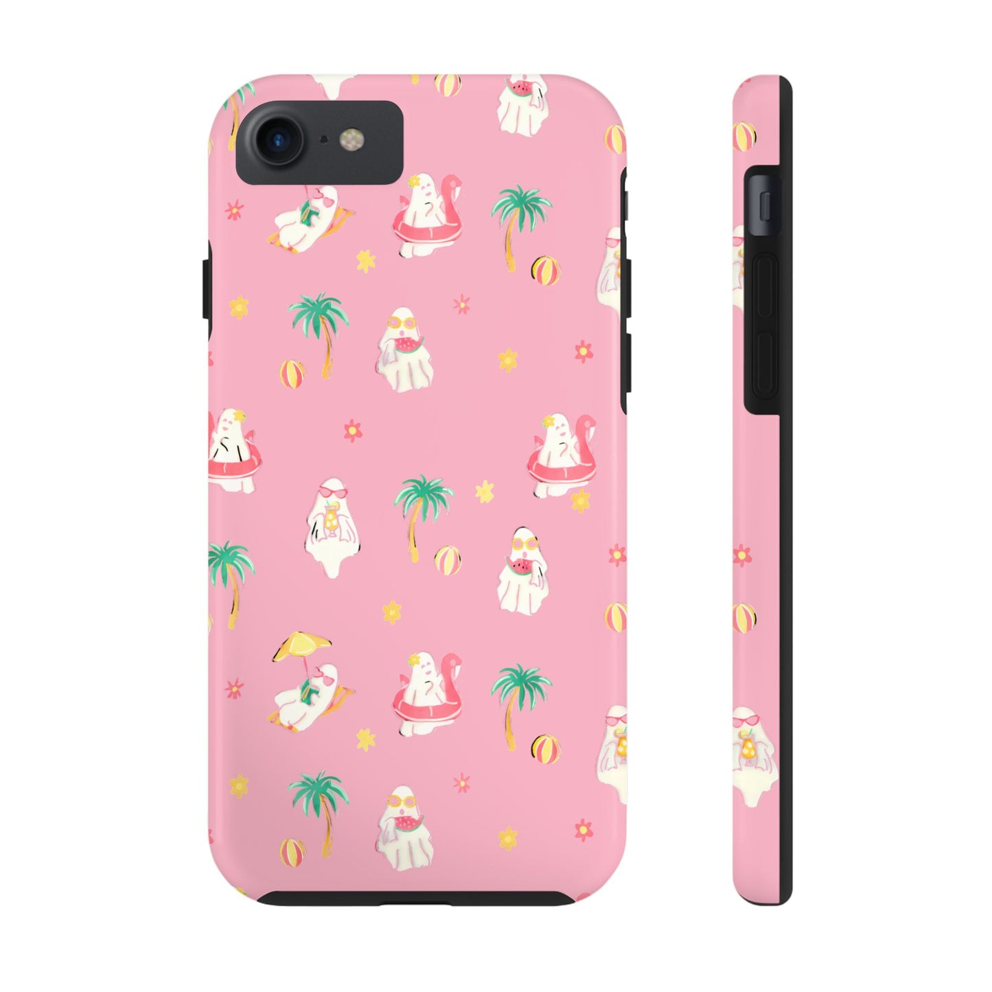 Pink Summerween Phone Cases with Ghosties - Fun Vacation Accessories, Cute Gift for Beach Lovers, Phone Covers, Summer Essentials