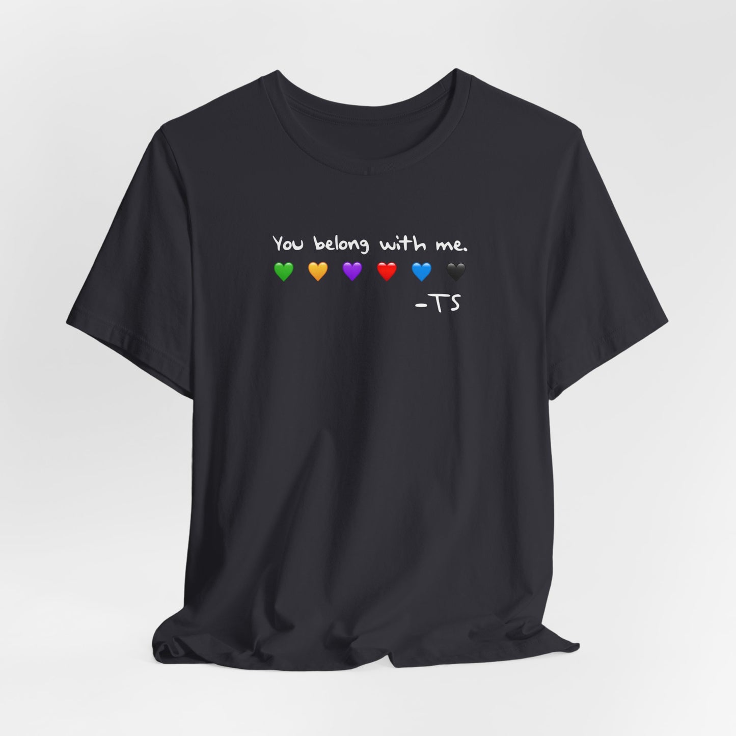 "You Belong With Me" Heart Tee - Unisex Jersey Short Sleeve T-Shirt, Casual Wear, Gift for Friends, Swiftie Gift