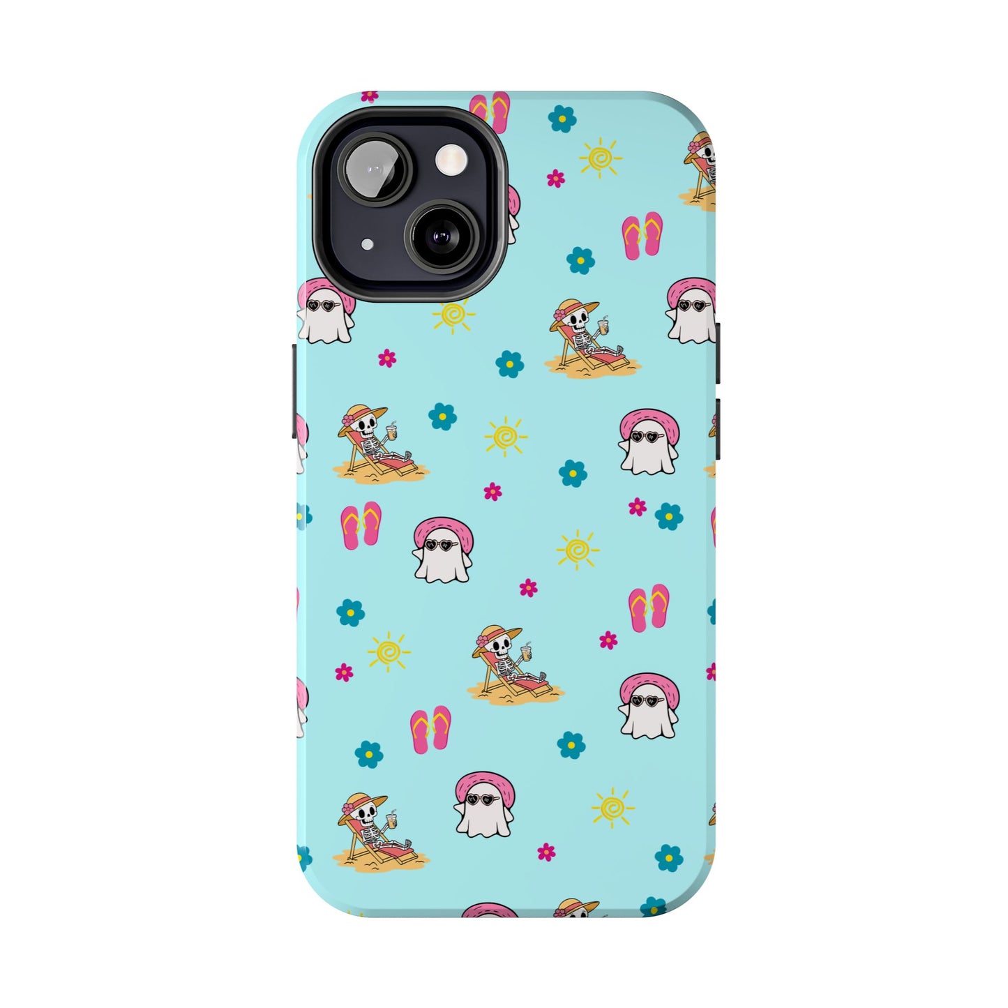 Aqua Summerween Tough Phone Cases, Cute Beach Pattern, Fun Gift for Beach Lovers, Summer Accessories, Protective Phone Cover