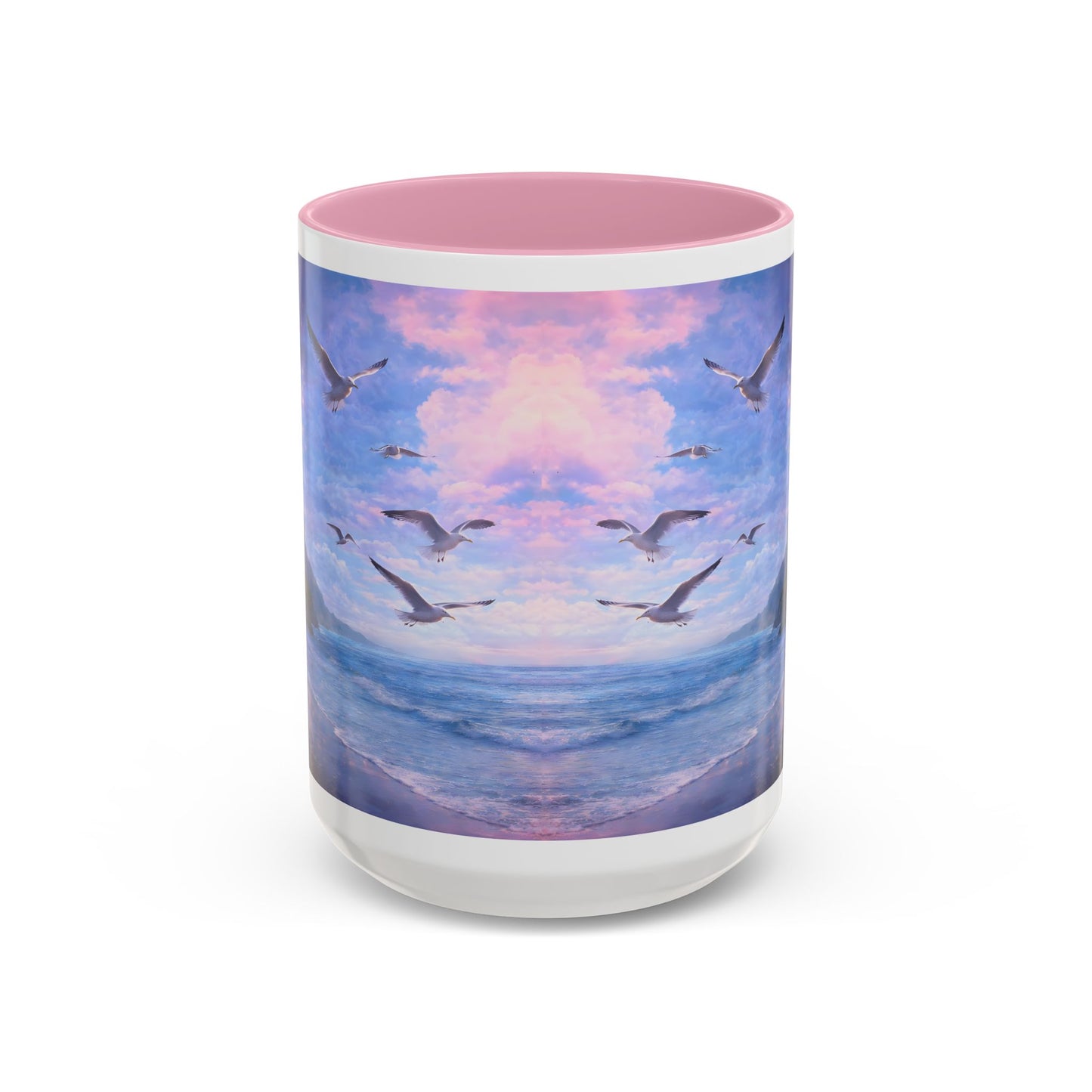 Keep it 100 Seaside Dreamscape Mug — Sunset Ocean Birds Art (11oz & 15oz)