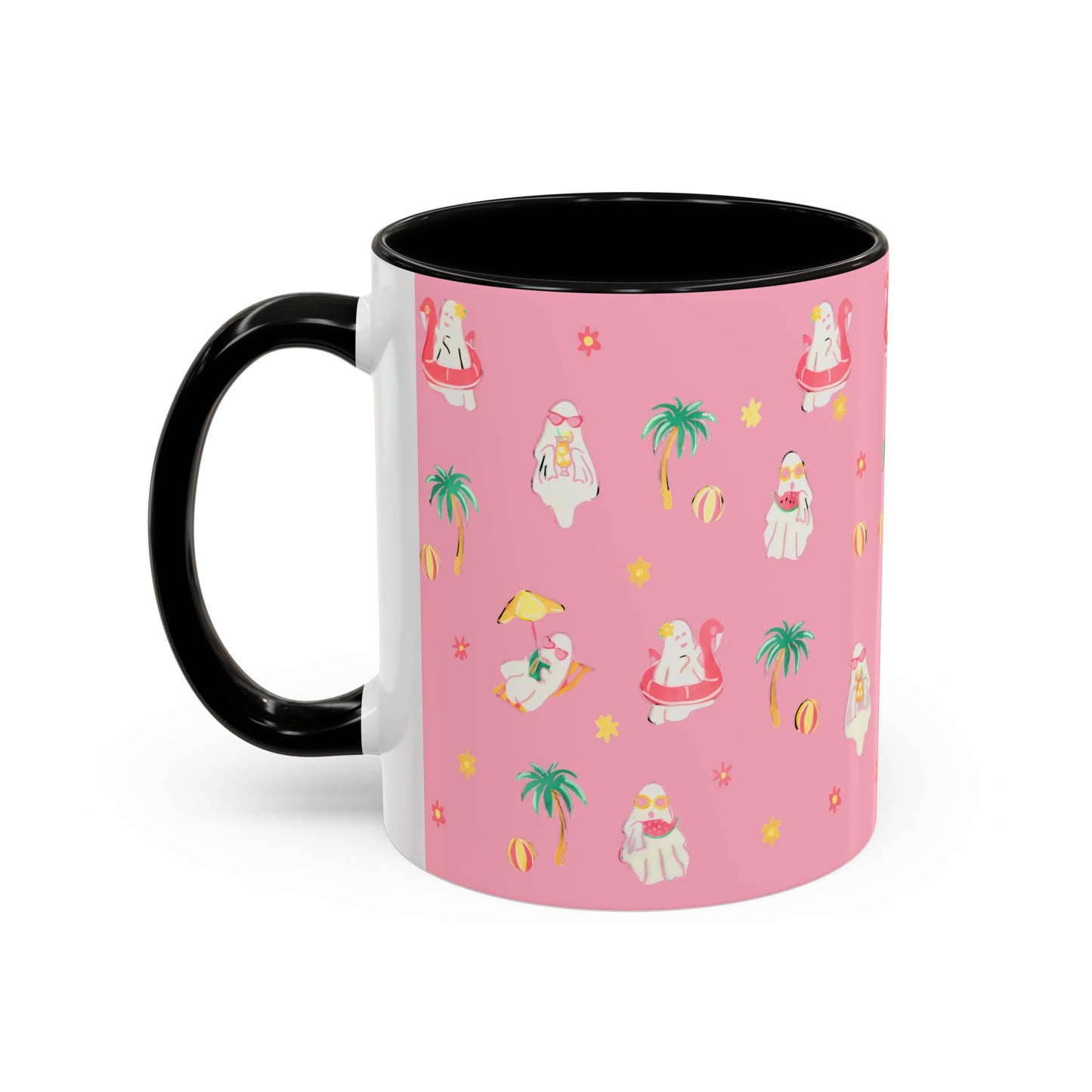 Pink Summerween Ghostie Mugs - Fun Gift, Beach Decor, Unique Coffee Cup, Cute Summer Drinkware, Perfect for Summer
