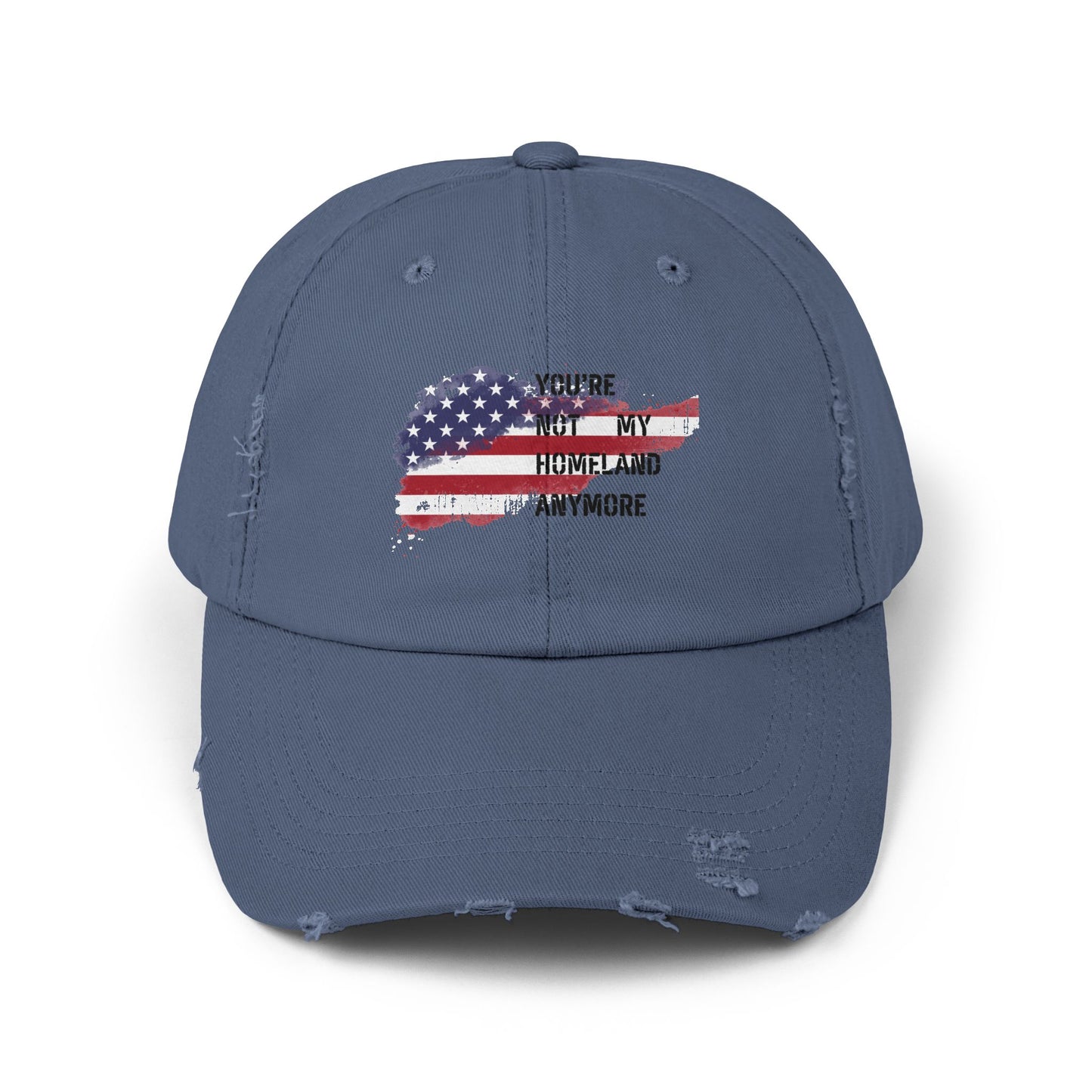Not My Homeland Anymore Unisex Distressed Cap with American Flag Design, Casual Wear, Perfect for Protesting Events, Outdoor Adventures