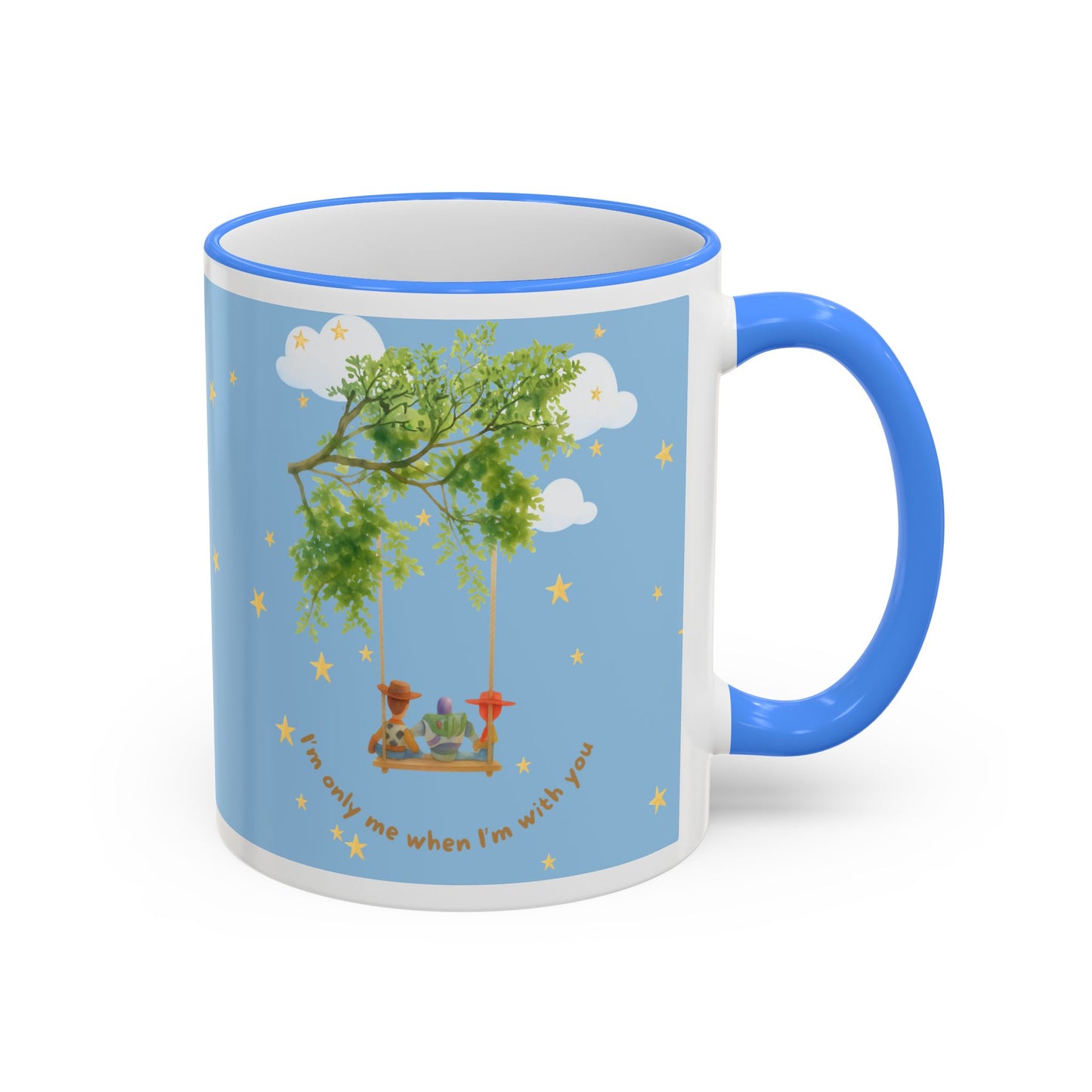 I'm only me when I'm with you Mug — Whimsical Tree, Stars & Clouds Accent Rim