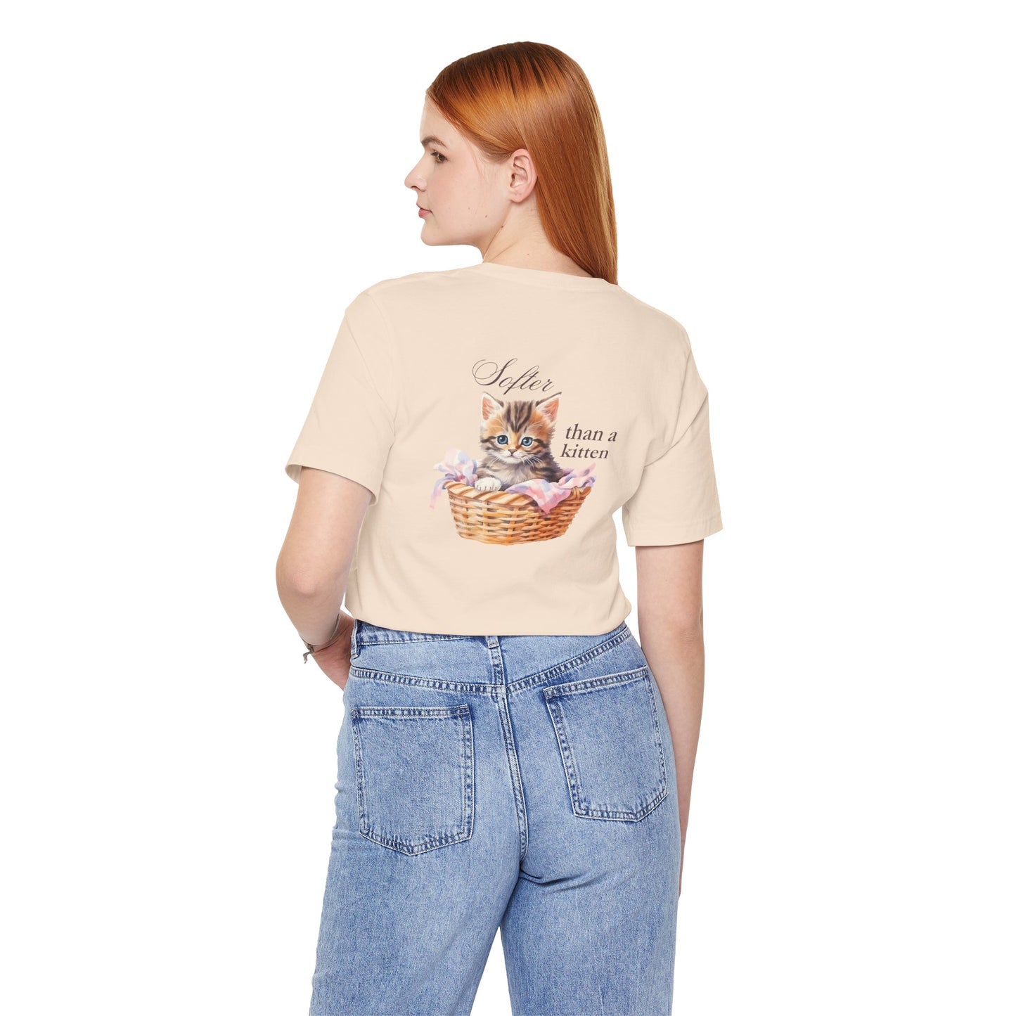 Sweeter than a Peach, Softer than a Kitten - Bella Canvas Unisex Jersey T-Shirt | Graphic Tee for Cat Lovers, Gifts for Her, Birthday Present, Casual Wear, Peach and Kitten Designs
