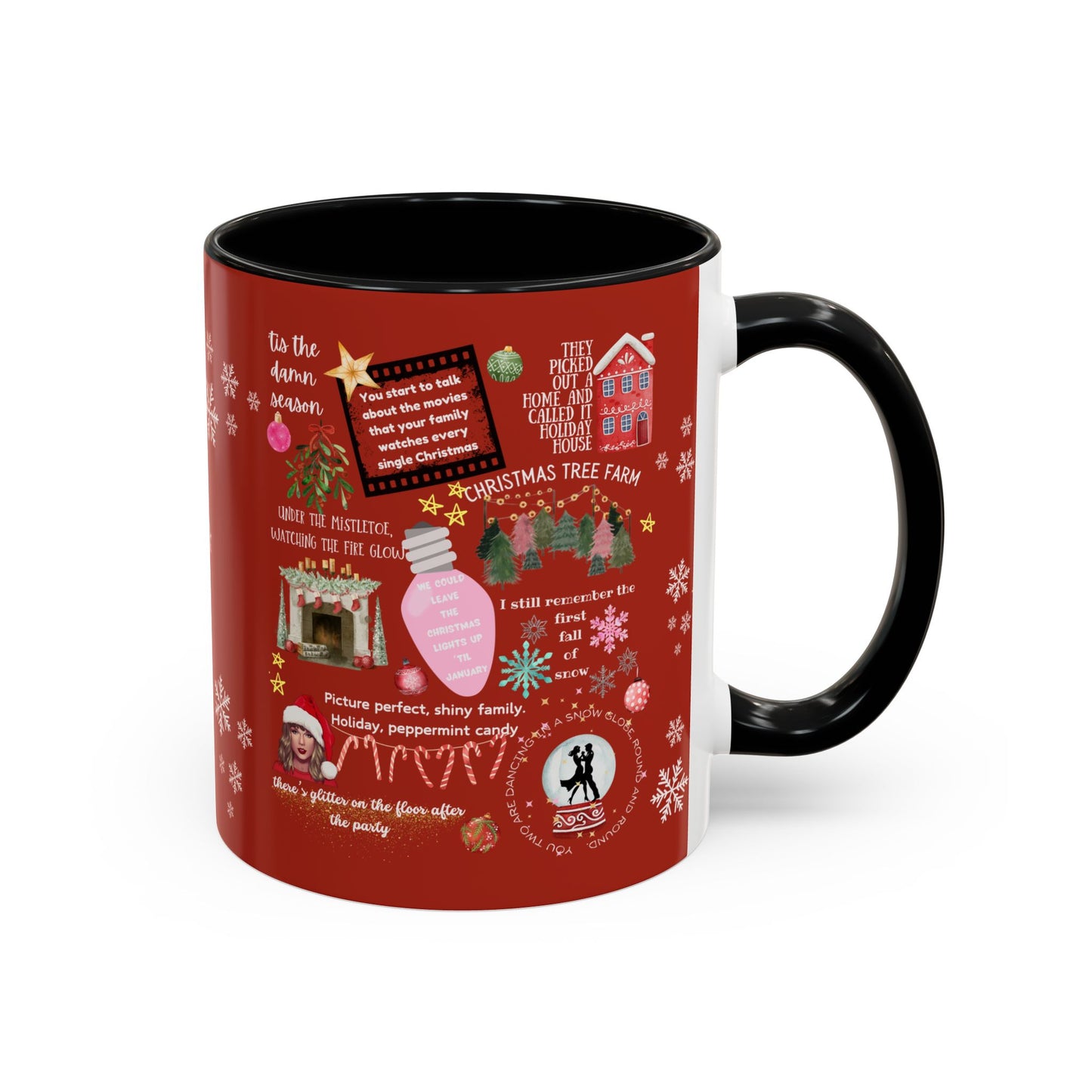 Merry Swiftmas - Swiftie Lyrics Collage - Accent Coffee Mug (11, 15oz)