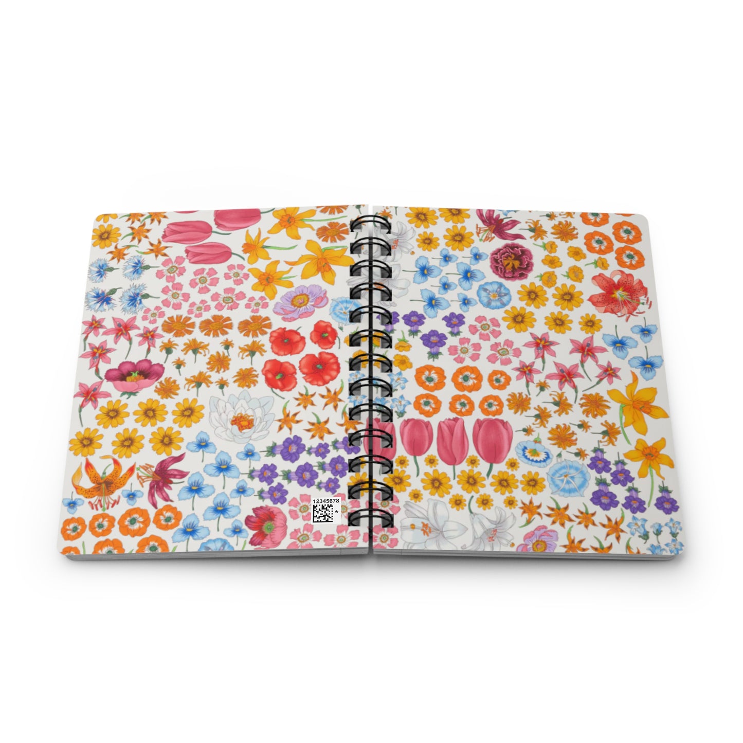 Floral Spiral Bound Journal "Flora White" - Colorful Flower Design for Creative Journaling