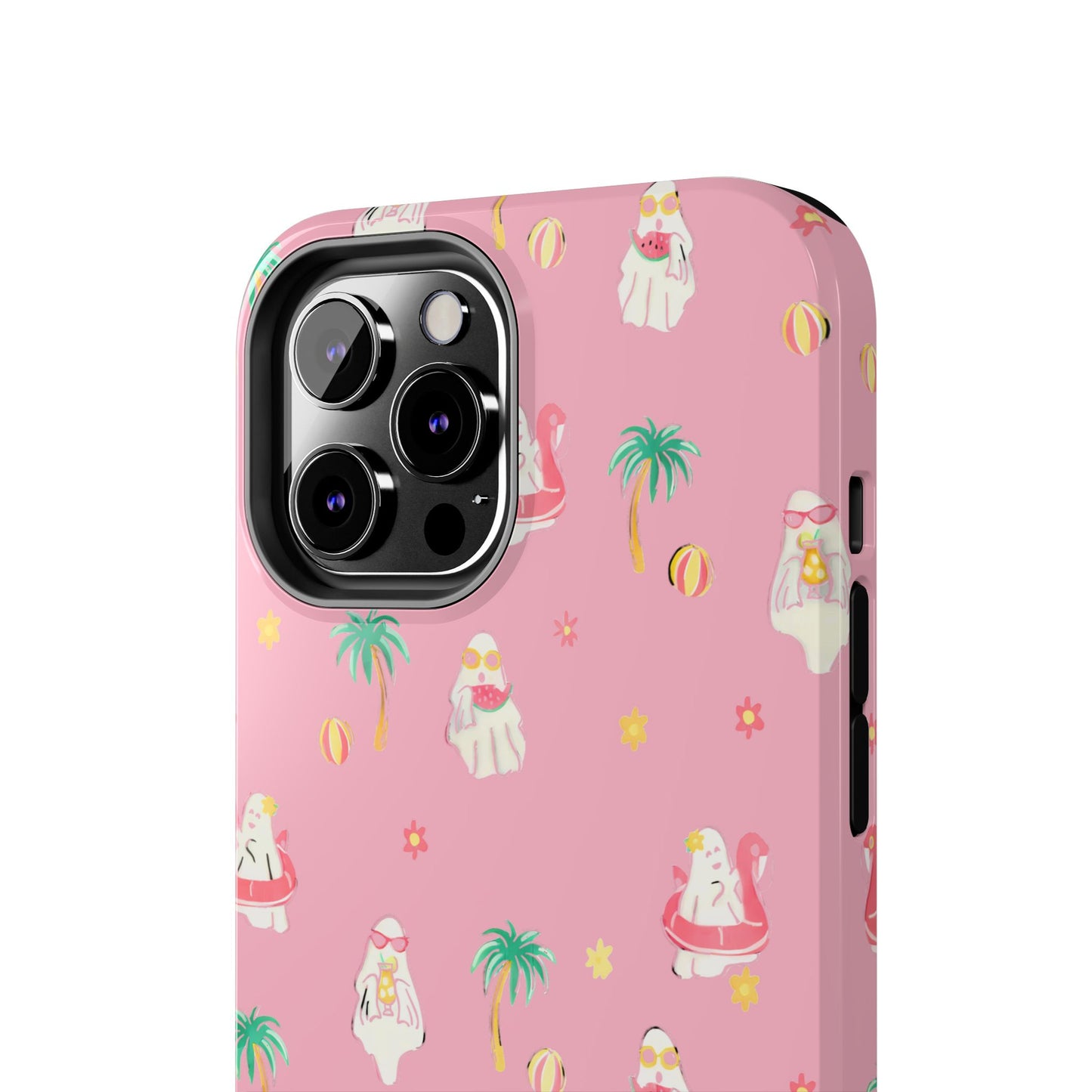 Pink Summerween Phone Cases with Ghosties - Fun Vacation Accessories, Cute Gift for Beach Lovers, Phone Covers, Summer Essentials