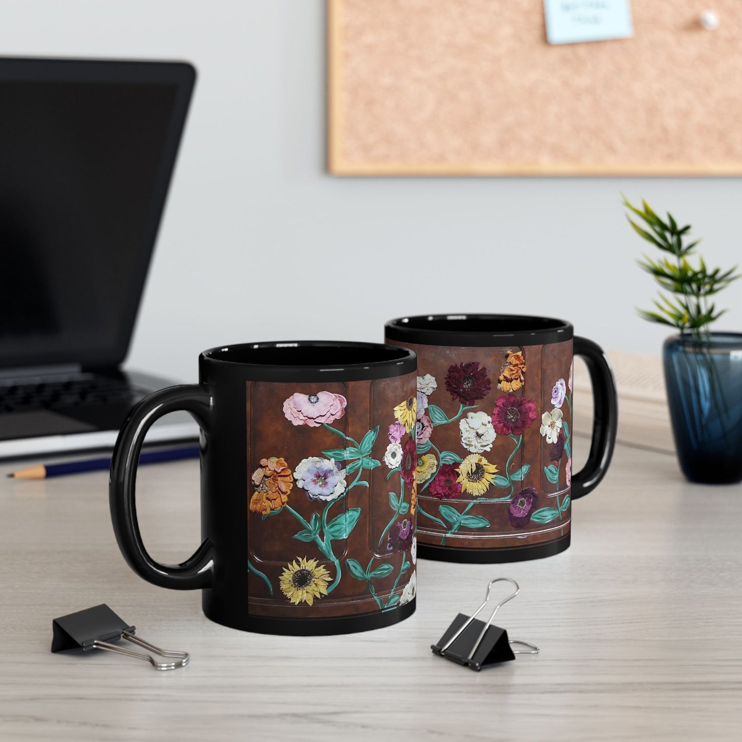 Surprise Song Floral Piano Black Mug (11oz, 15oz)