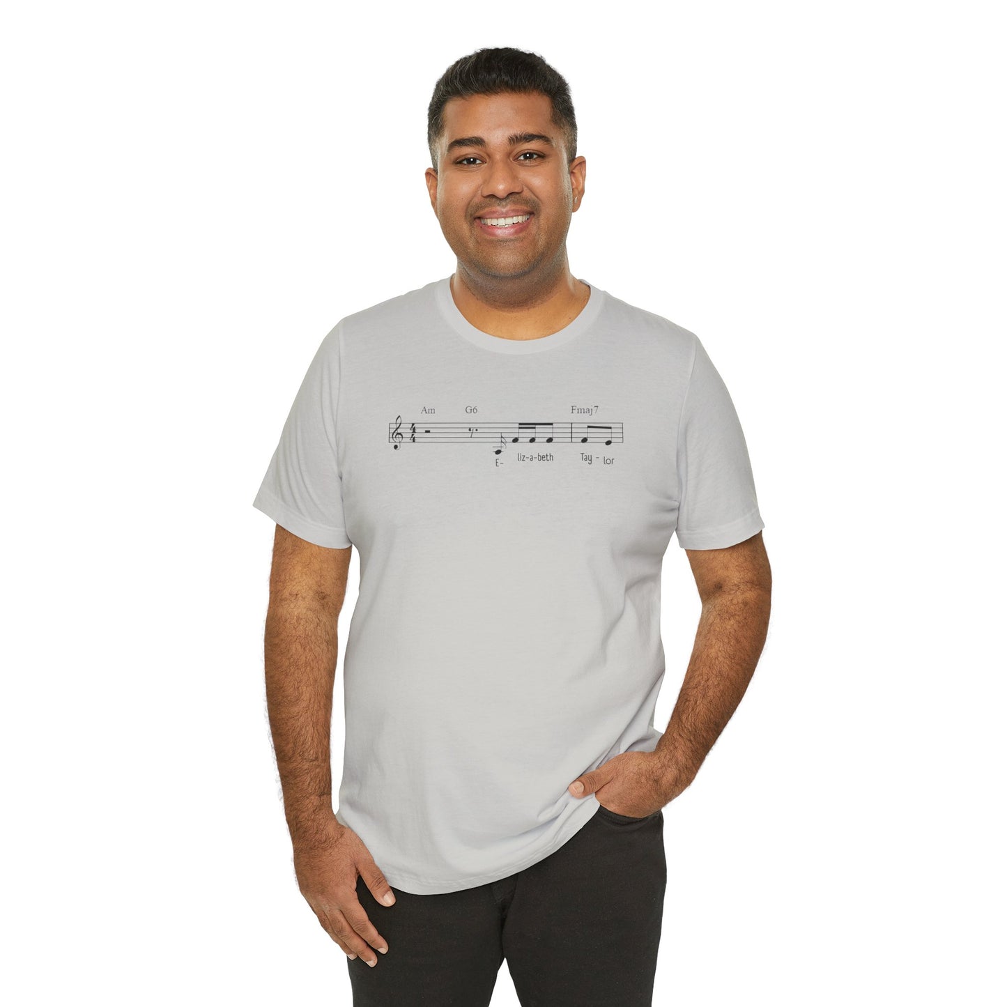 Elizabeth Tay-lor Musical Notes Unisex Tee, Gift for Musicians, Music Lover T-Shirt, Casual Everyday Wear, Concert Outfit