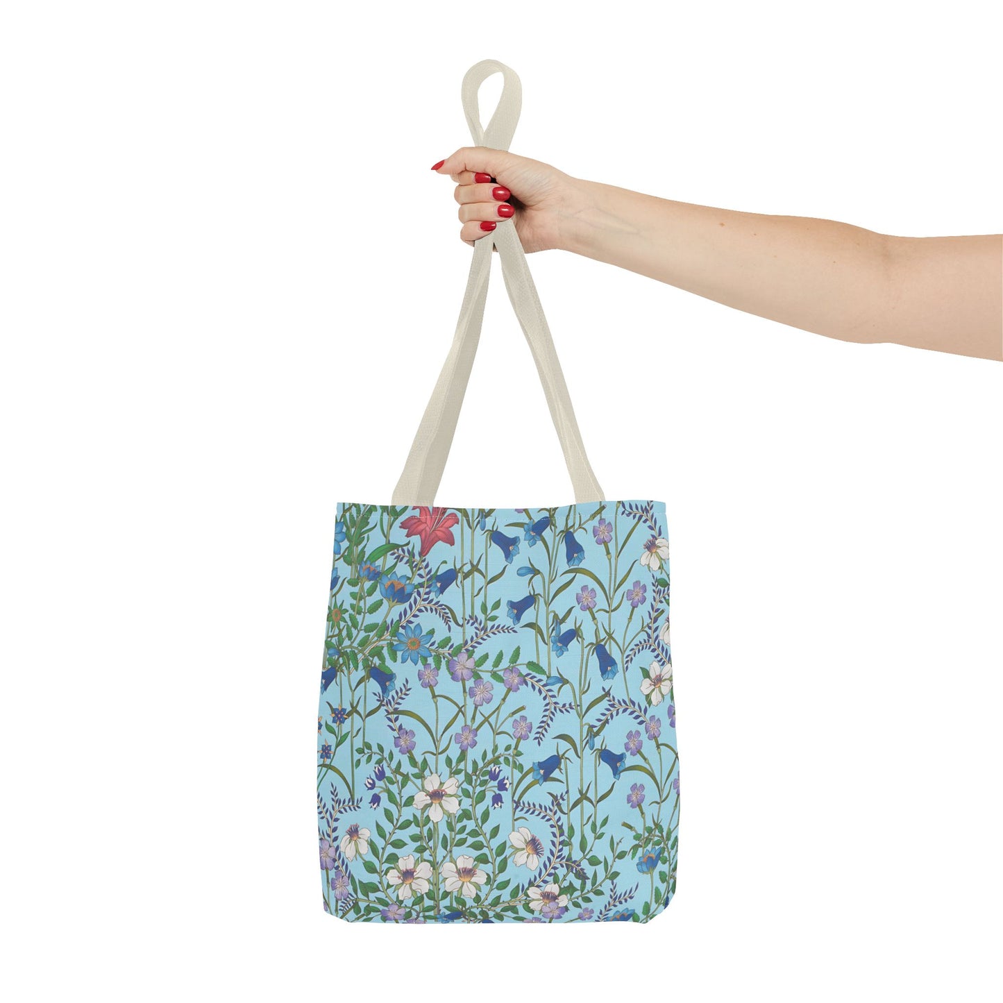 Floral Pattern Tote Bag "Flora Blue" - Vibrant Garden Style for Everyday Use
