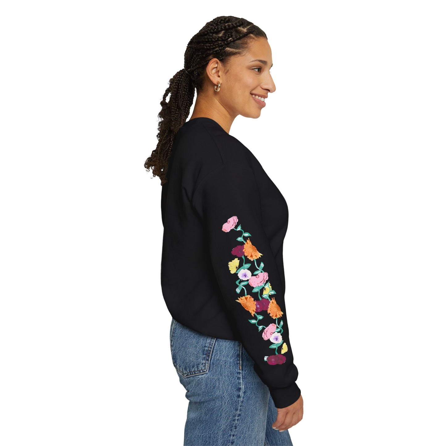 Acoustic Piano Floral Sleeve Crewneck Sweatshirt