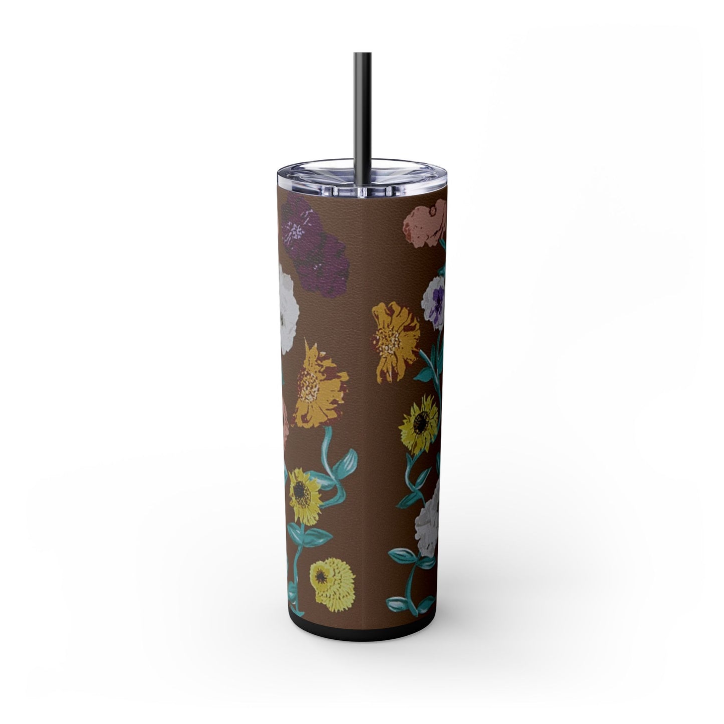 Surprise Song Piano Flowers - Vinyl Case Inspired - Skinny Tumbler with Straw, 20oz