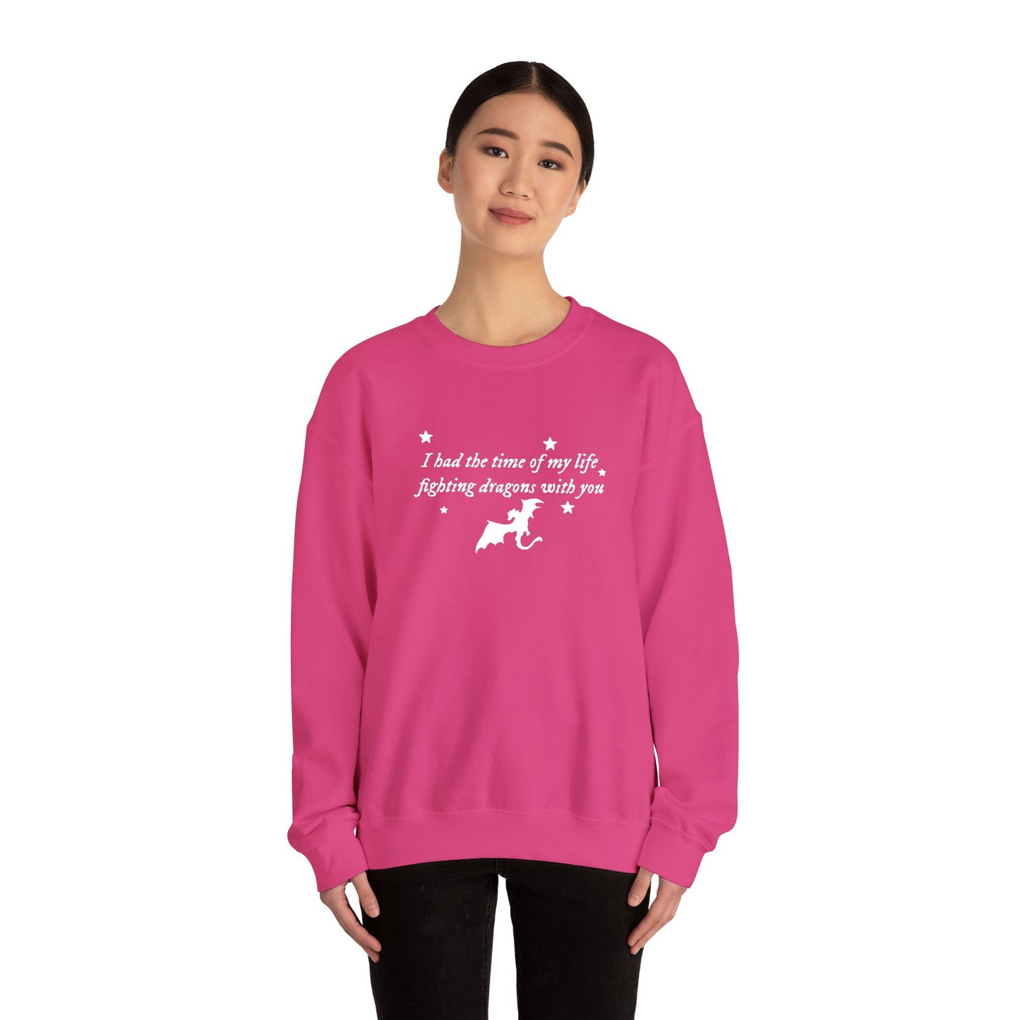 Embroidered Crewneck Sweatshirt — fighting dragons with you