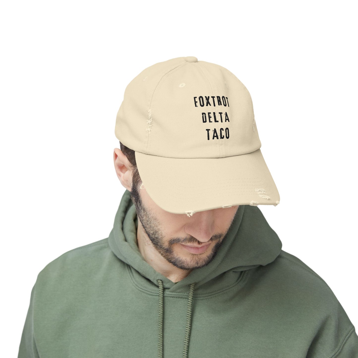 Foxtrot Delta Taco FDT - Anti Trump -Distressed Cap with Fun Slogan – Perfect for Casual Wear, Gifts, Travel, or Everyday Adventures