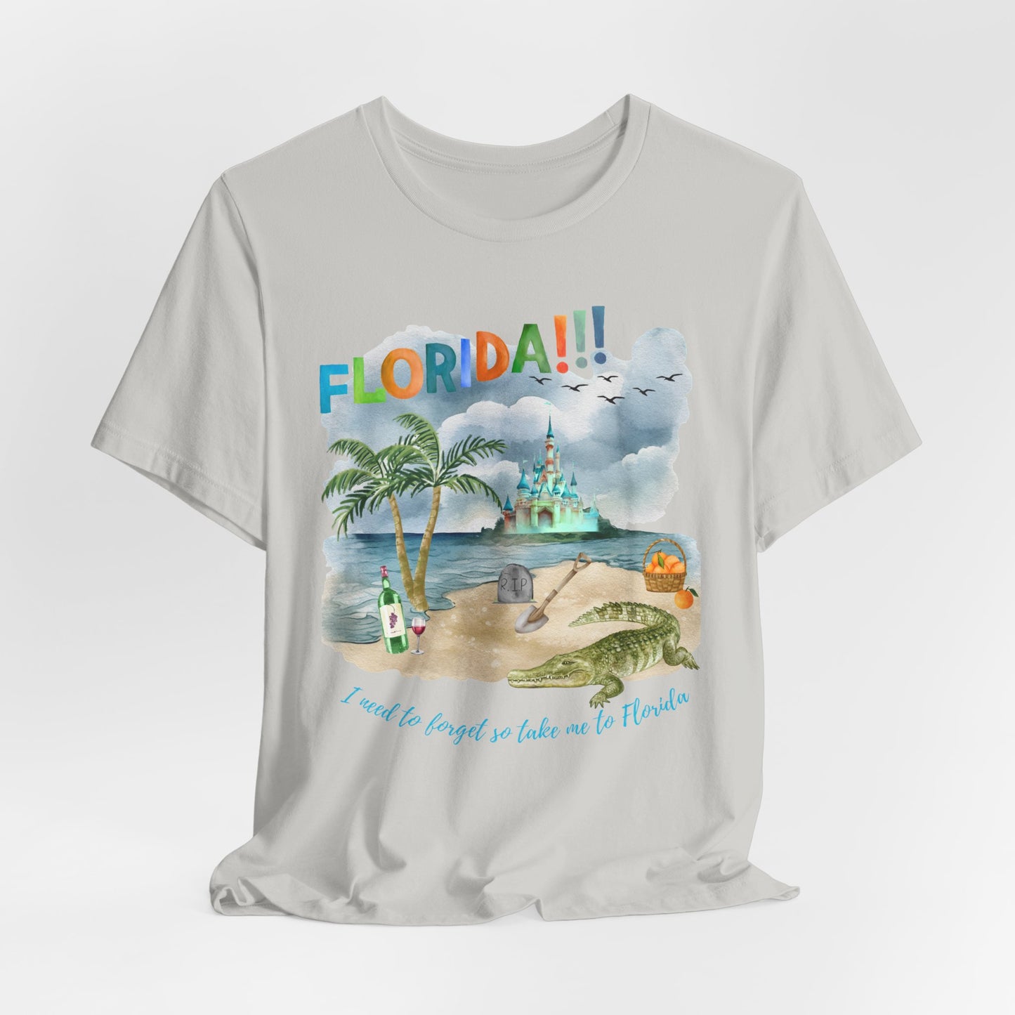 FLORIDA!!! Watercolor Print - Unisex Jersey Short Sleeve Tee