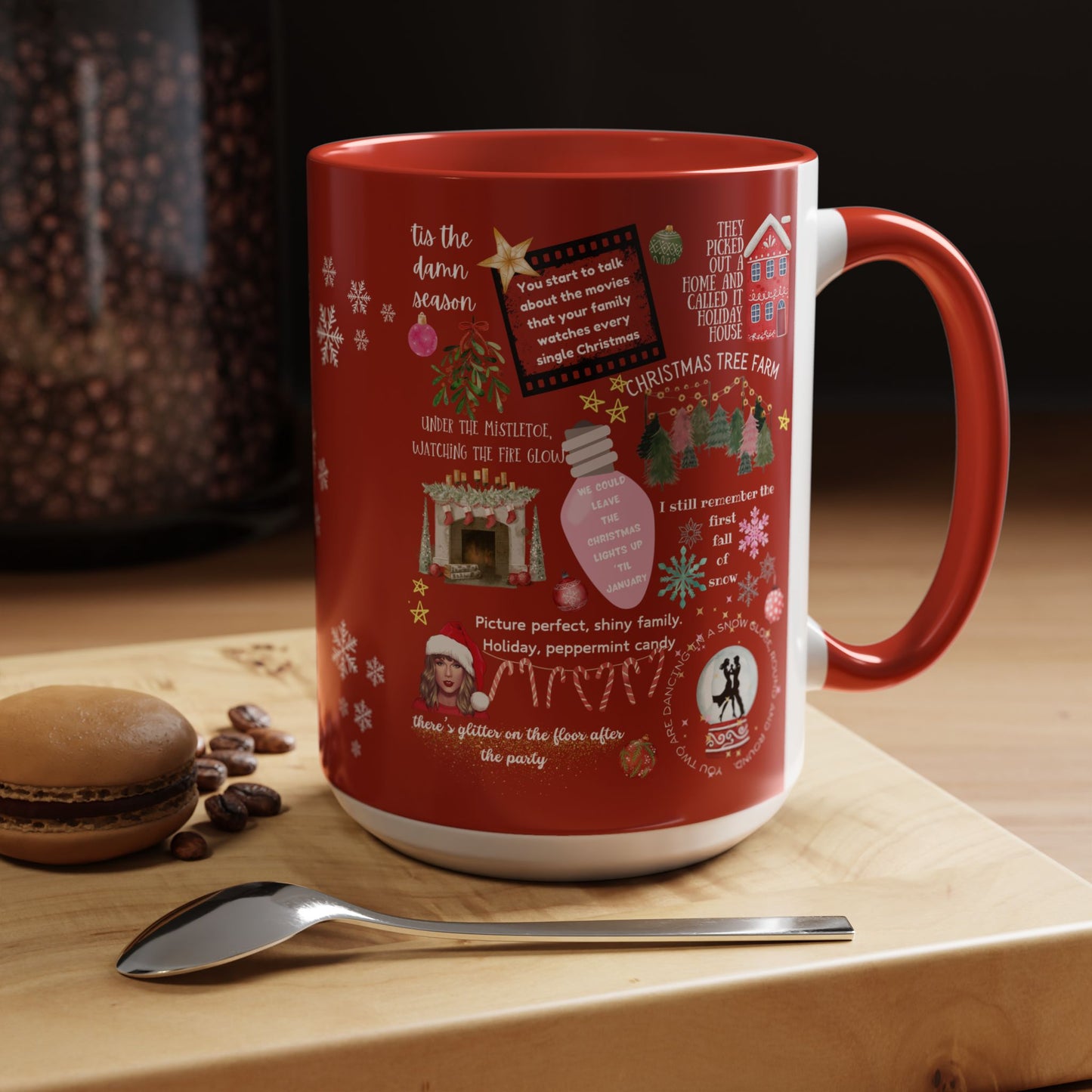 Merry Swiftmas - Swiftie Lyrics Collage - Accent Coffee Mug (11, 15oz)