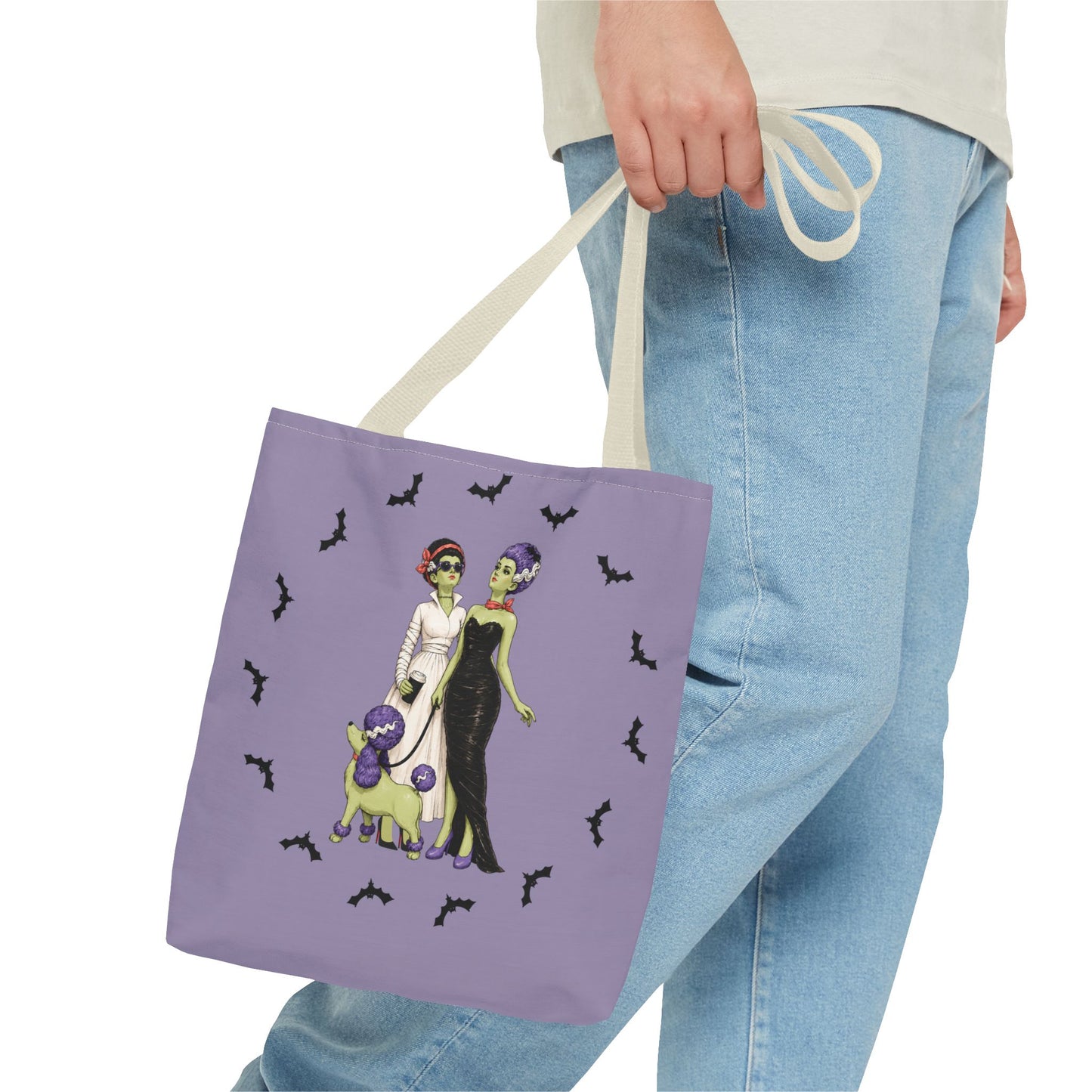 Gothic Brides Tote Bag — Retro Monster Dog Walk Design