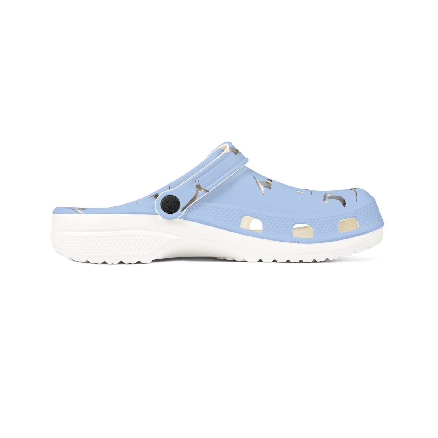 Light Blue Seagull Print EVA Clogs – Comfortable Beach & Casual Slip-On Shoes