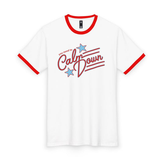 Calm Down Retro Ringer Tee — "You Need to Calm Down" Graphic