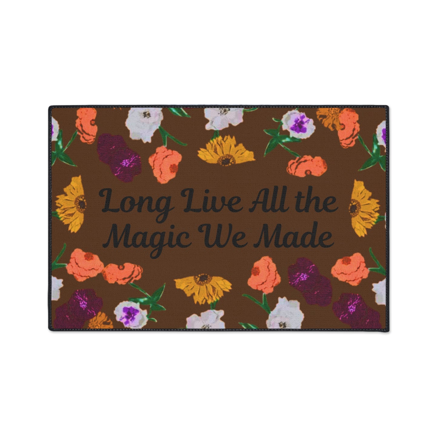 Floral "Long Live" Indoor Heavy Duty Floor Mat