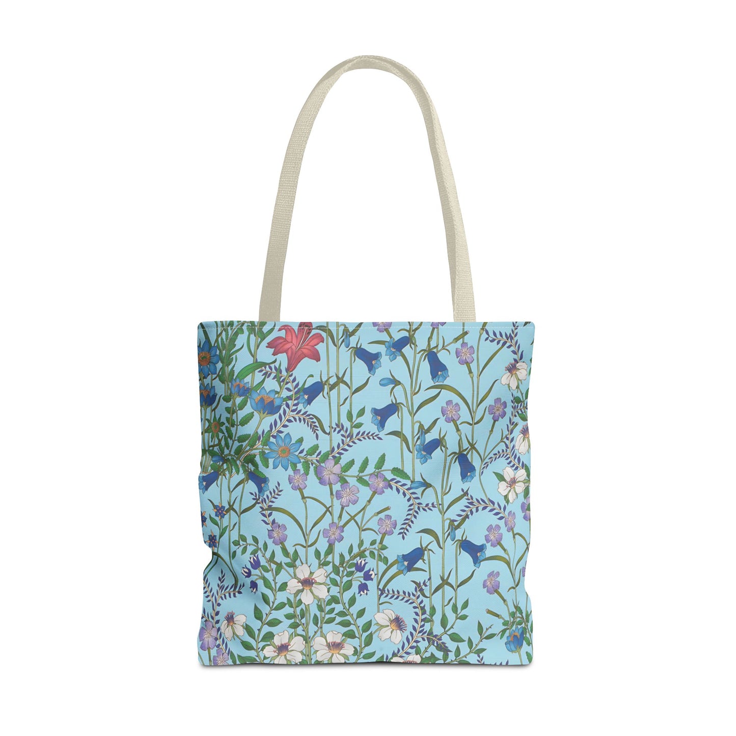 Floral Pattern Tote Bag "Flora Blue" - Vibrant Garden Style for Everyday Use