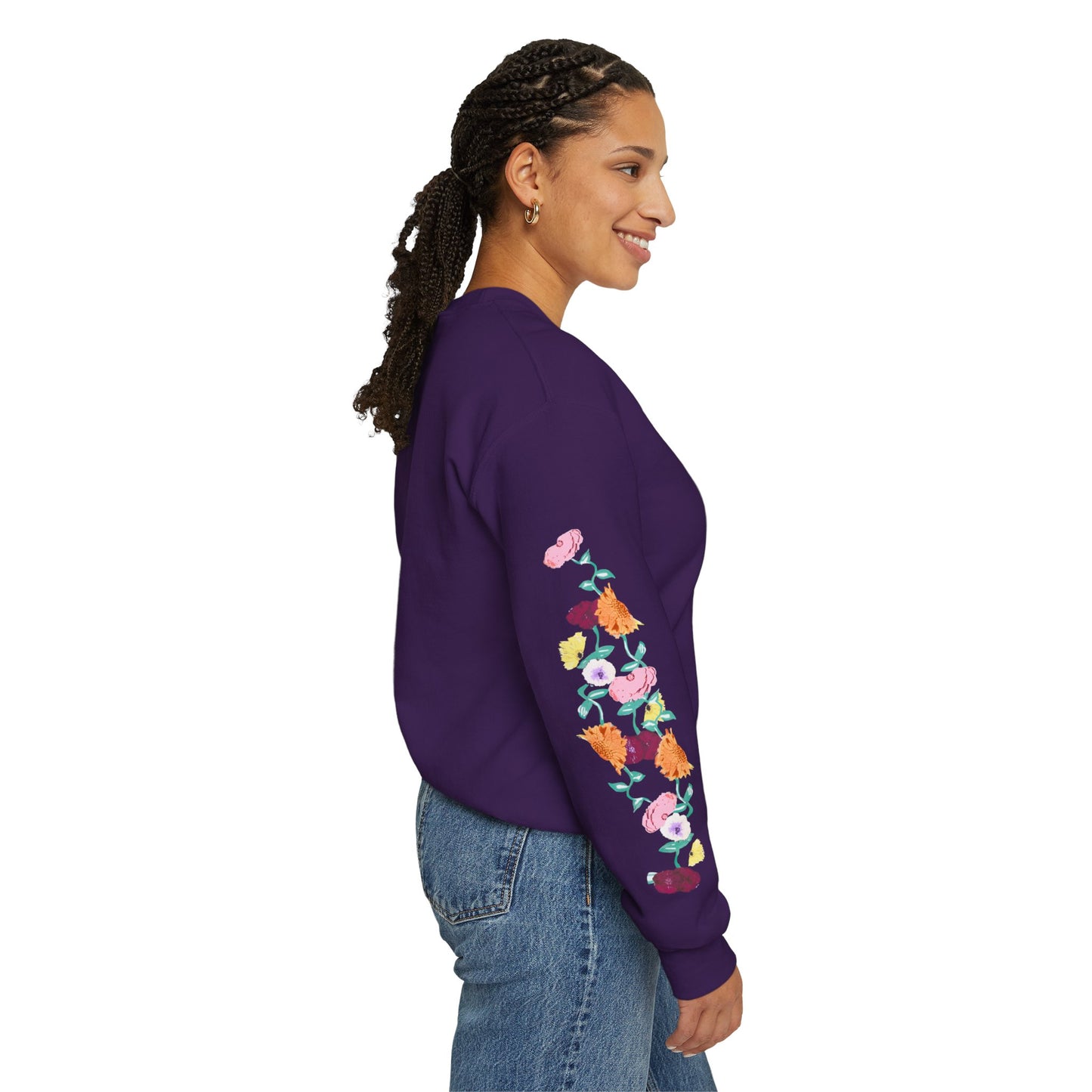 Acoustic Piano Floral Sleeve Crewneck Sweatshirt
