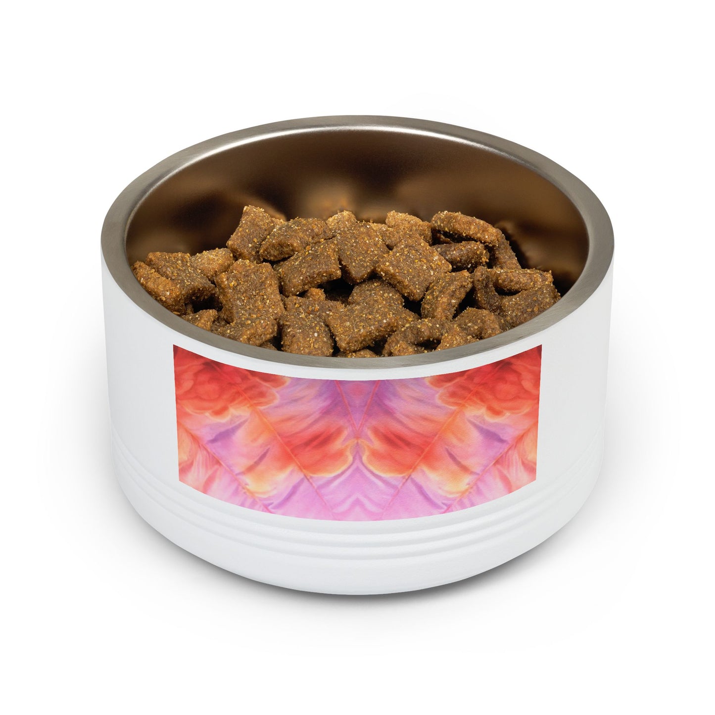 Miss Americana Stainless Steel Pet Bowl - Pink Orange Watercolor Floral Design, 18oz