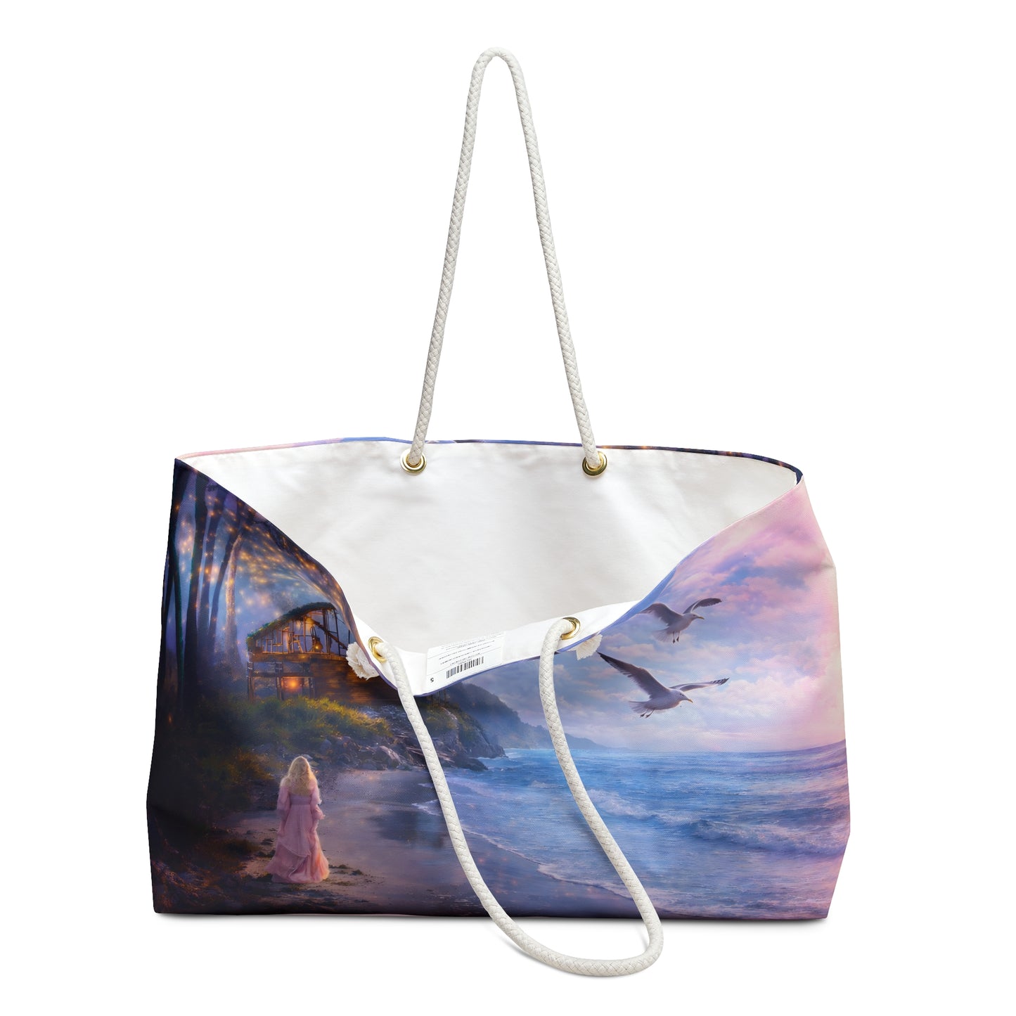 Keep it 100 Coastal Cottage Sunset Weekender Bag — Dreamy Seaside Escape Tote