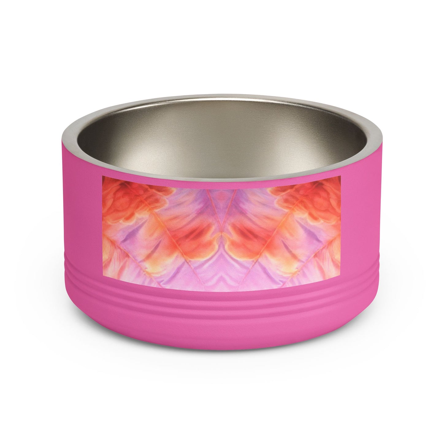 Miss Americana Stainless Steel Pet Bowl - Pink Orange Watercolor Floral Design, 18oz