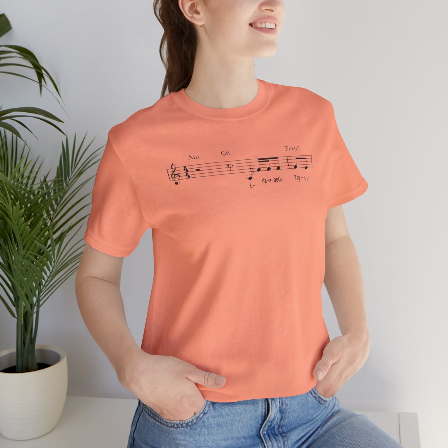 Elizabeth Tay-lor Musical Notes Unisex Tee, Gift for Musicians, Music Lover T-Shirt, Casual Everyday Wear, Concert Outfit