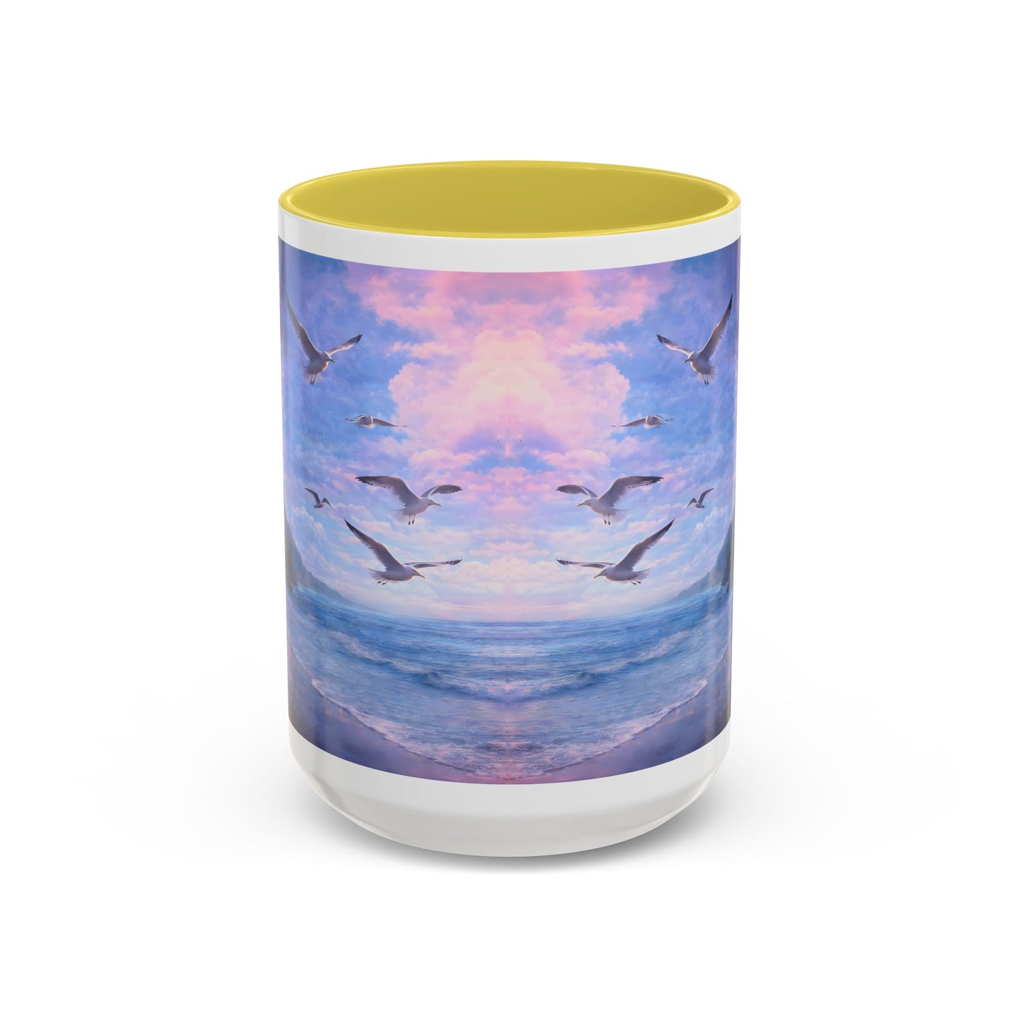 Keep it 100 Seaside Dreamscape Mug — Sunset Ocean Birds Art (11oz & 15oz)