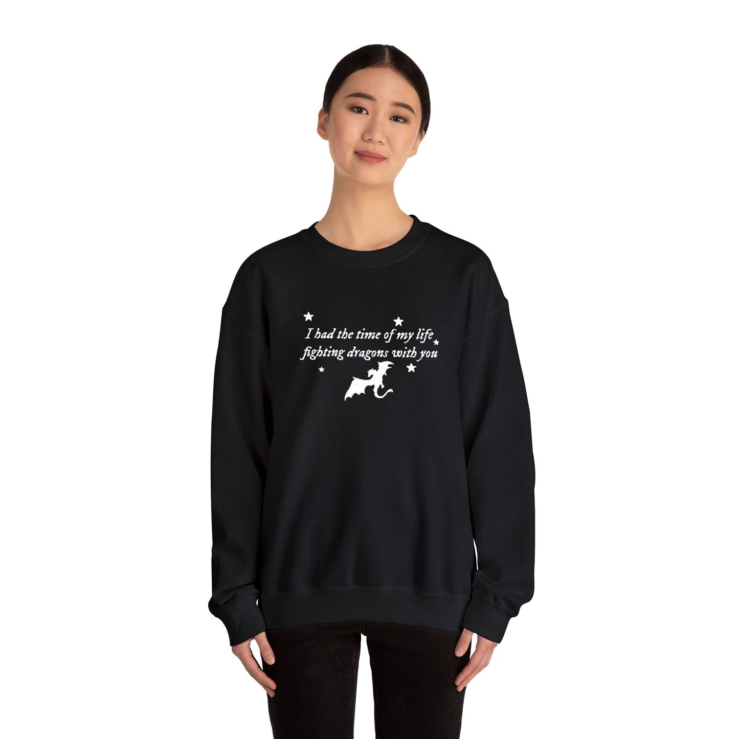 Embroidered Crewneck Sweatshirt — fighting dragons with you