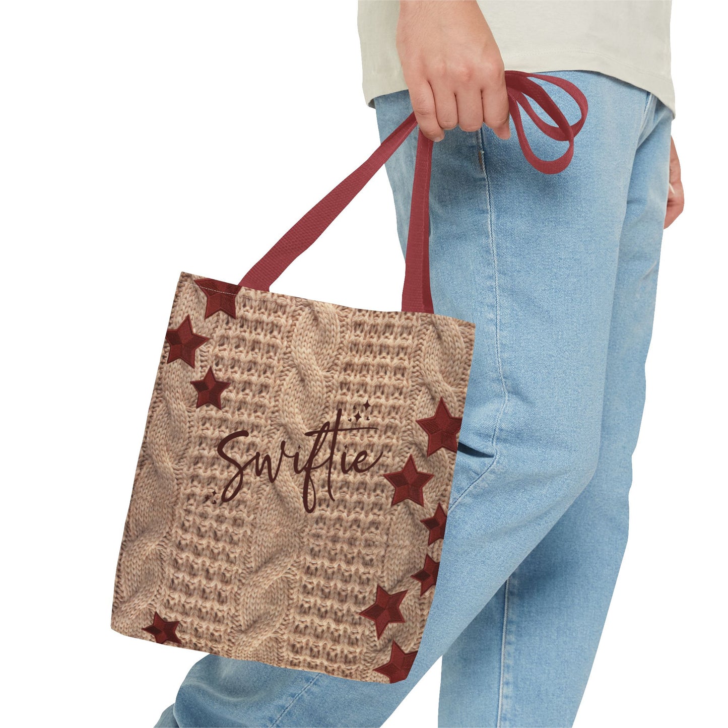 Swiftie Red Holiday Cardigan Inspired Tote Bag