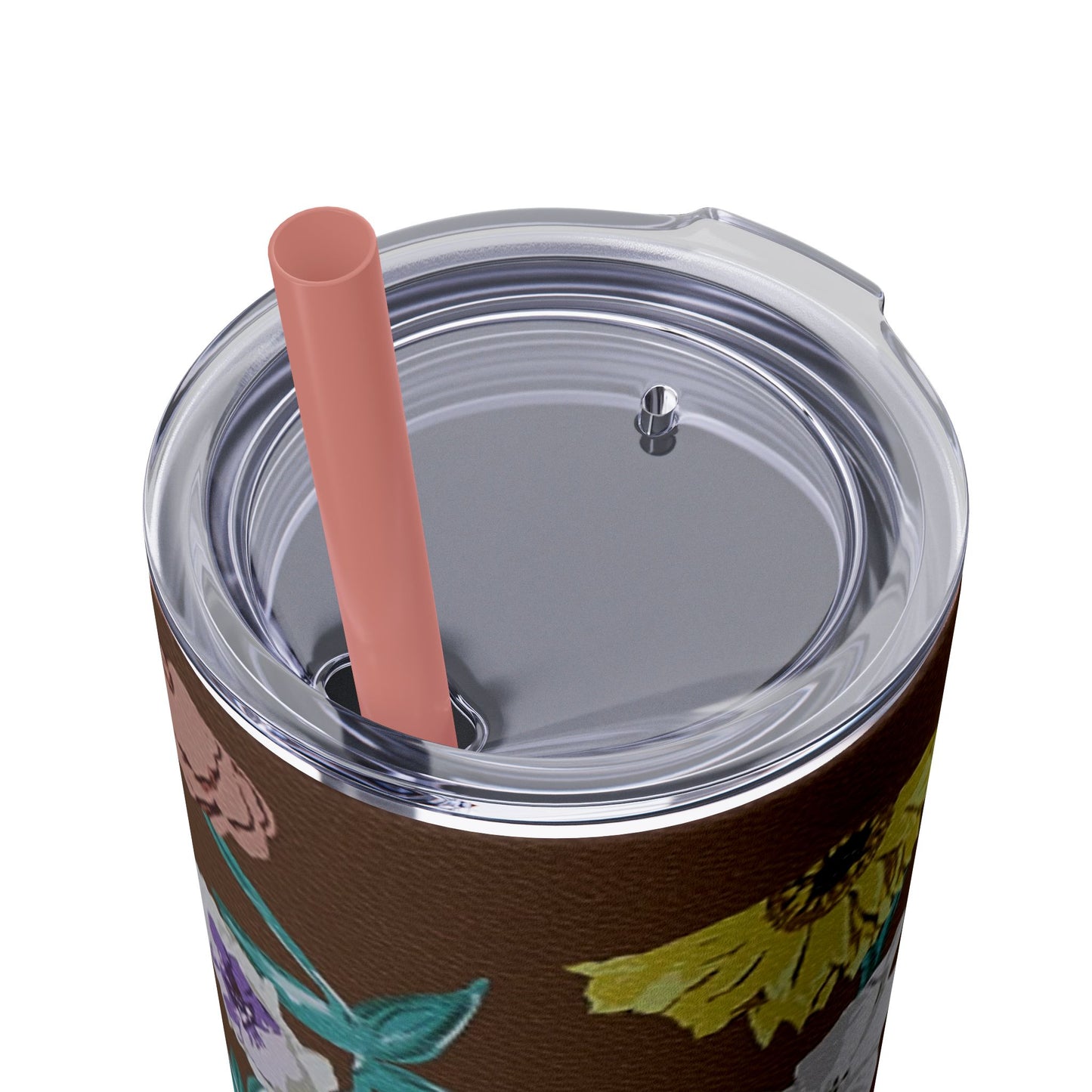 Surprise Song Piano Flowers - Vinyl Case Inspired - Skinny Tumbler with Straw, 20oz