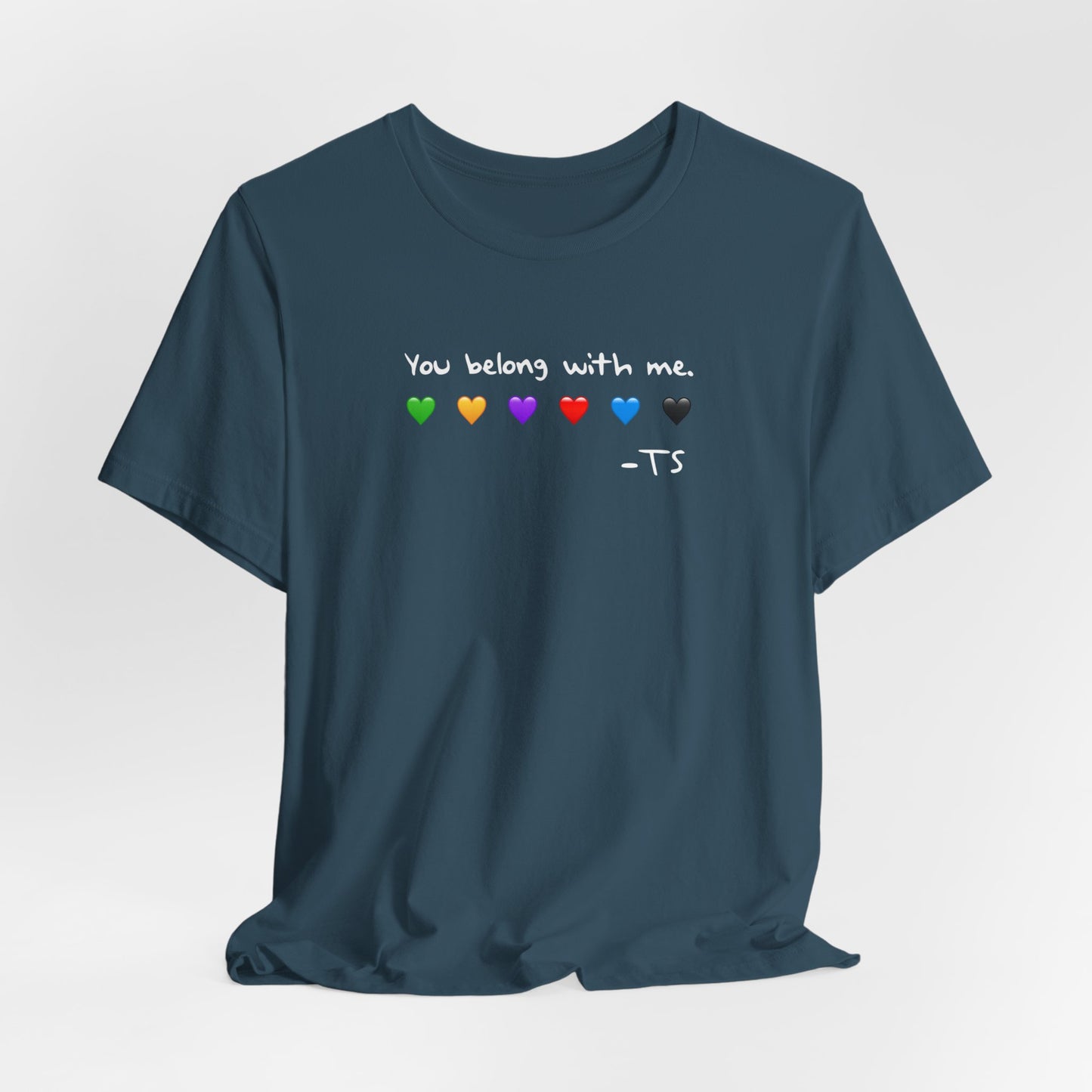 "You Belong With Me" Heart Tee - Unisex Jersey Short Sleeve T-Shirt, Casual Wear, Gift for Friends, Swiftie Gift