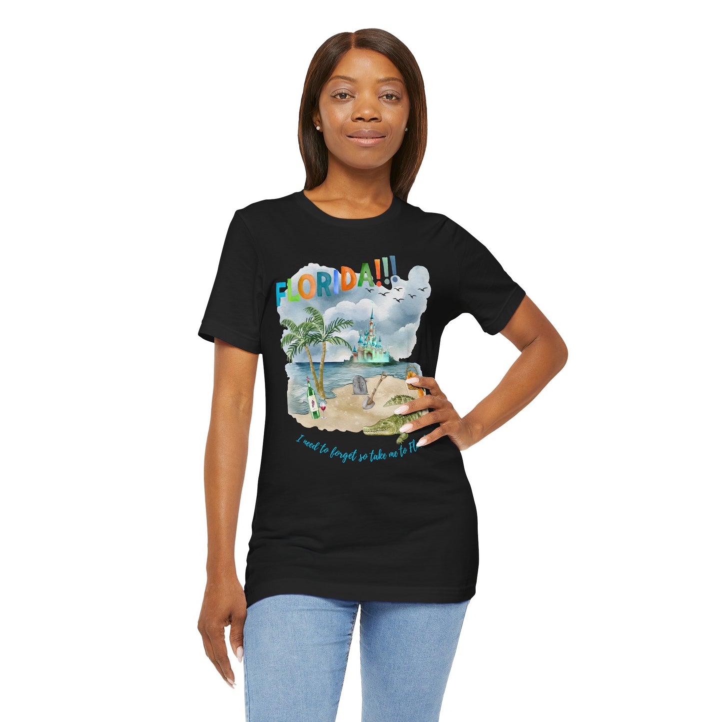 FLORIDA!!! Watercolor Print - Unisex Jersey Short Sleeve Tee