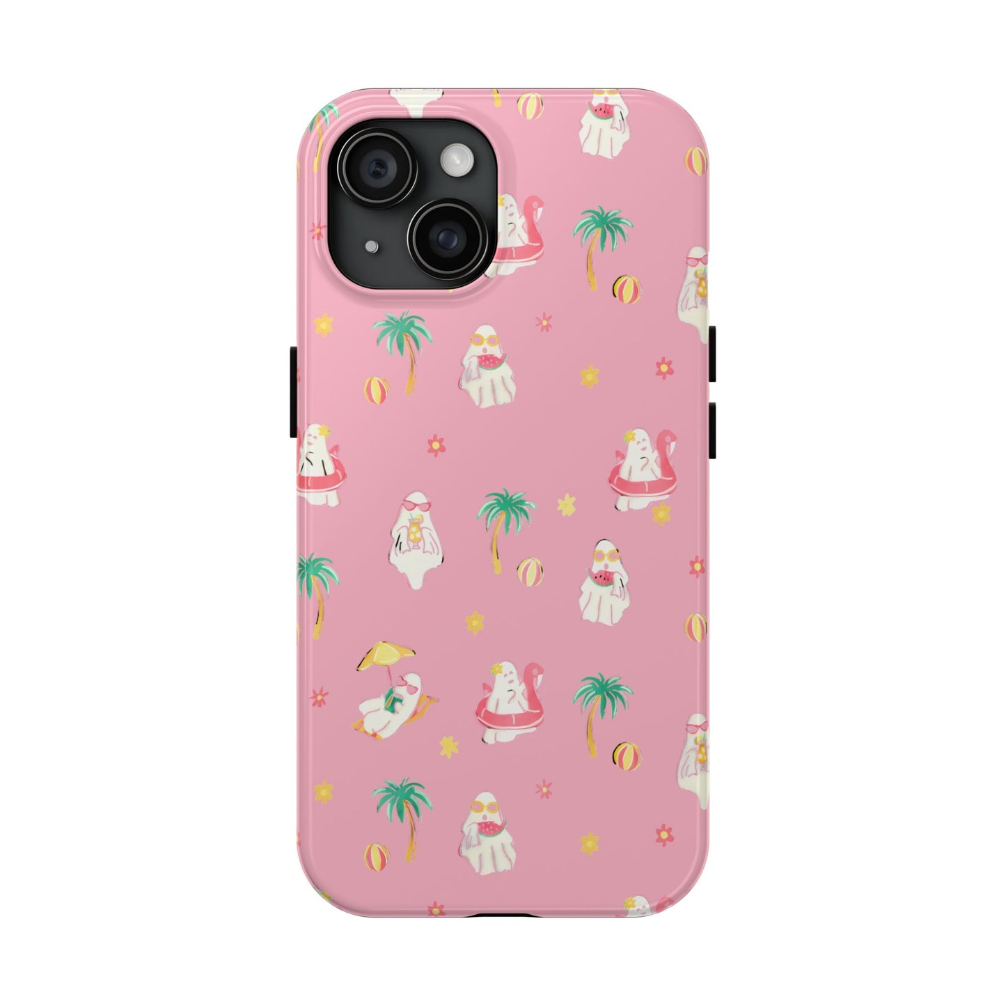 Pink Summerween Phone Cases with Ghosties - Fun Vacation Accessories, Cute Gift for Beach Lovers, Phone Covers, Summer Essentials