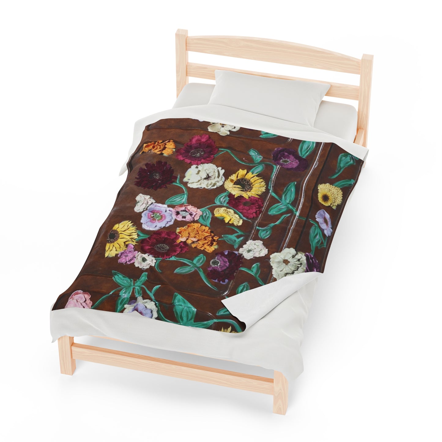 Surprise Song Floral Piano - Lightweight Velveteen Plush Blanket