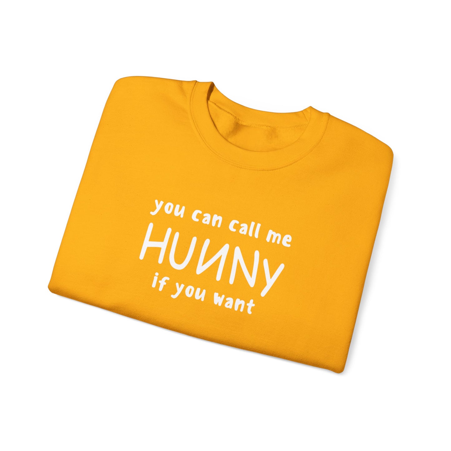 You Can Call Me Hunny Sweatshirt with Sleeve Detail - Cozy Unisex Crewneck, Cute Gift for Friends, Casual Wear, Perfect for Fall & Winter
